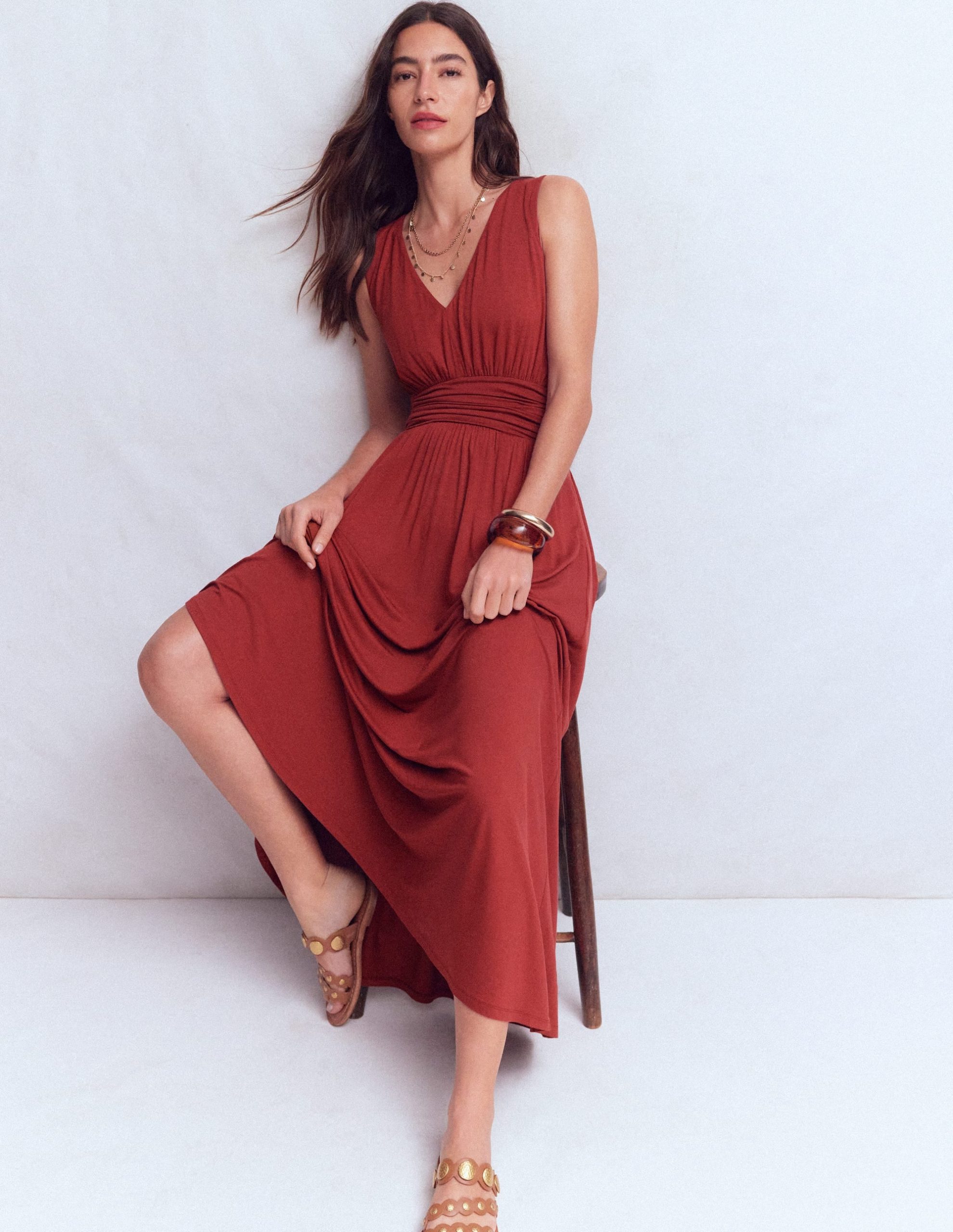 Elodie Jersey Maxi Dress-Rich Chestnut - Image 2