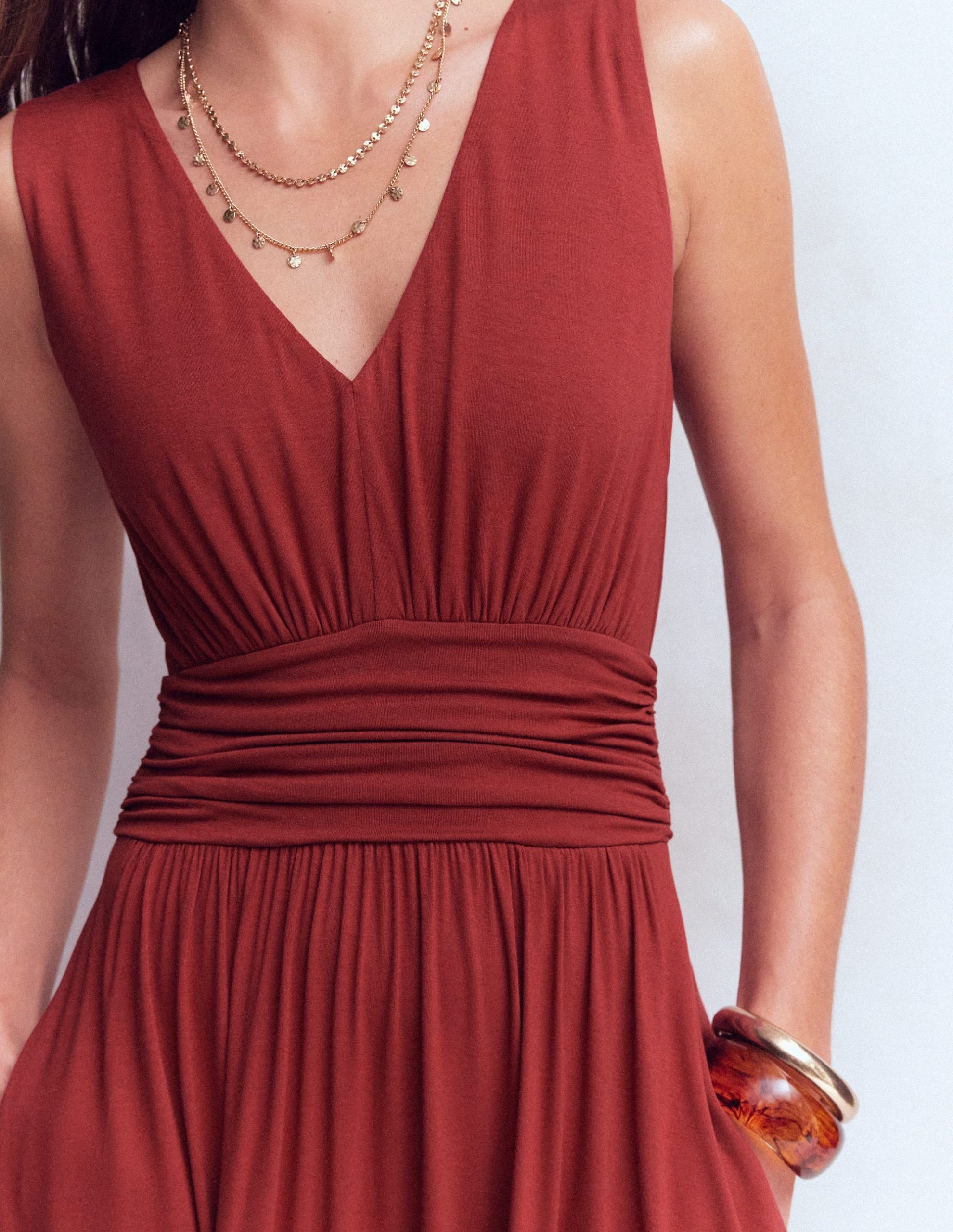 Elodie Jersey Maxi Dress-Rich Chestnut - Image 3
