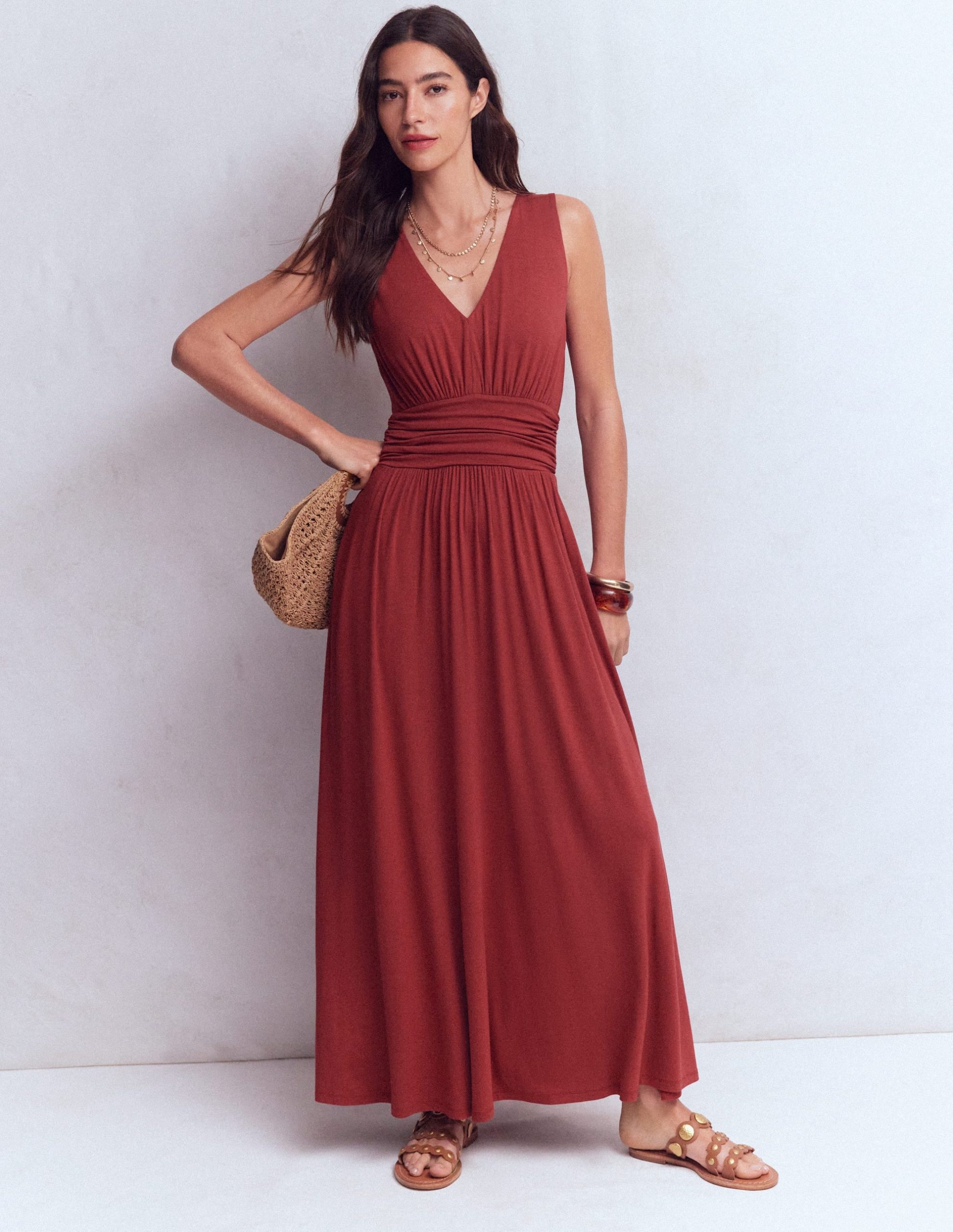 Elodie Jersey Maxi Dress-Rich Chestnut - Image 5