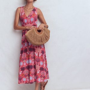 Elodie Jersey Maxi Dress-Cherry Blush. Tropical Forest