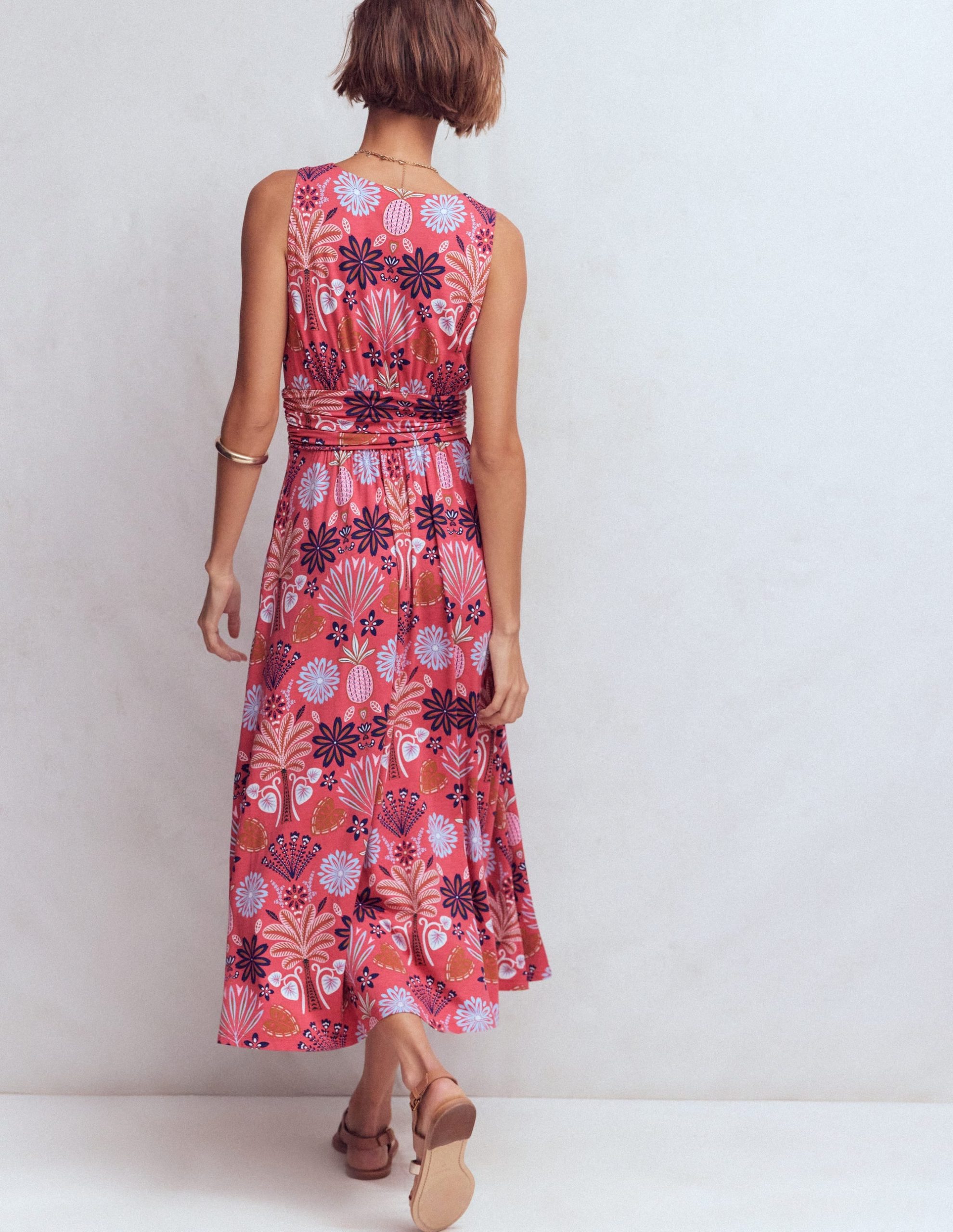 Elodie Jersey Maxi Dress-Cherry Blush. Tropical Forest - Image 3