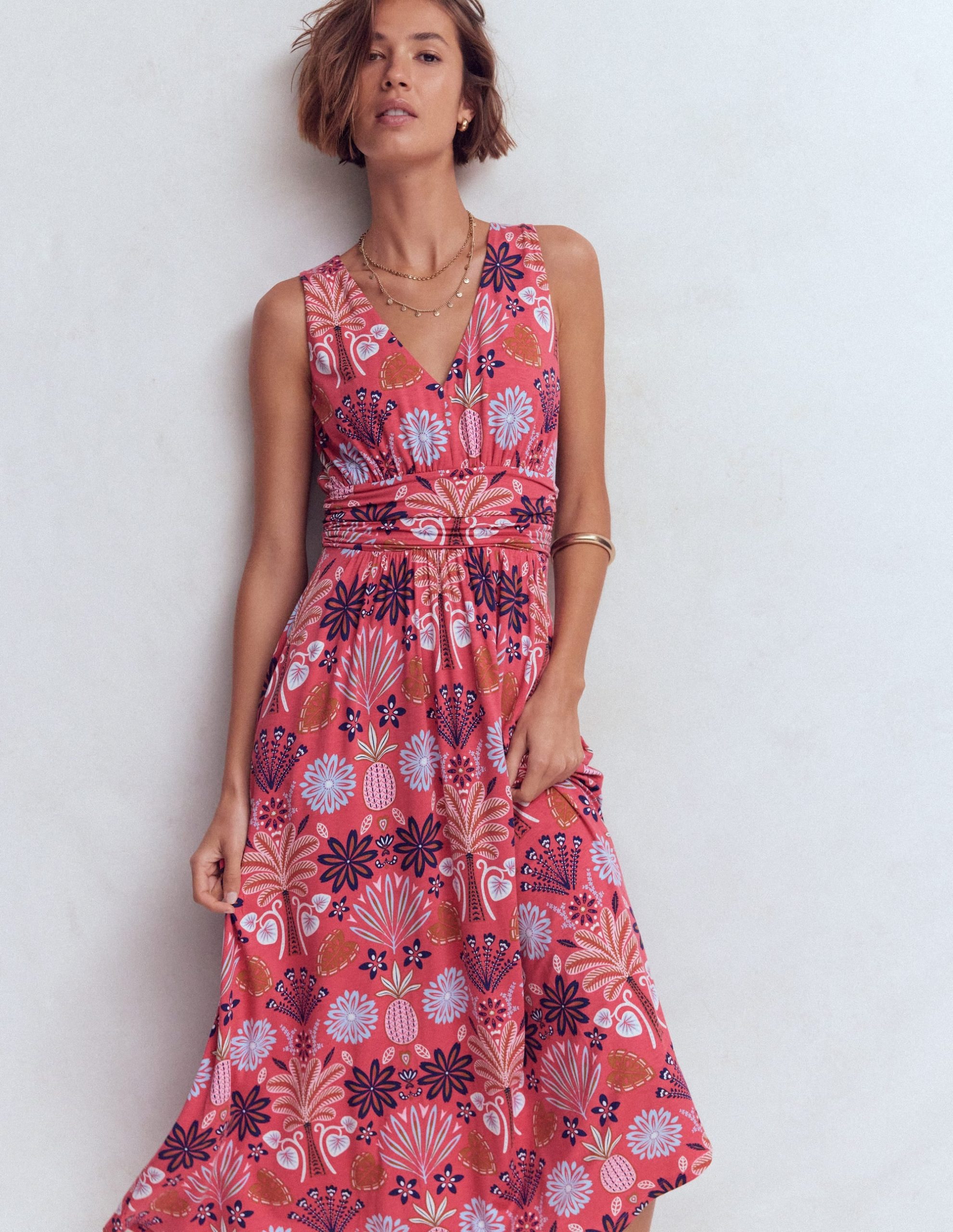 Elodie Jersey Maxi Dress-Cherry Blush. Tropical Forest - Image 5
