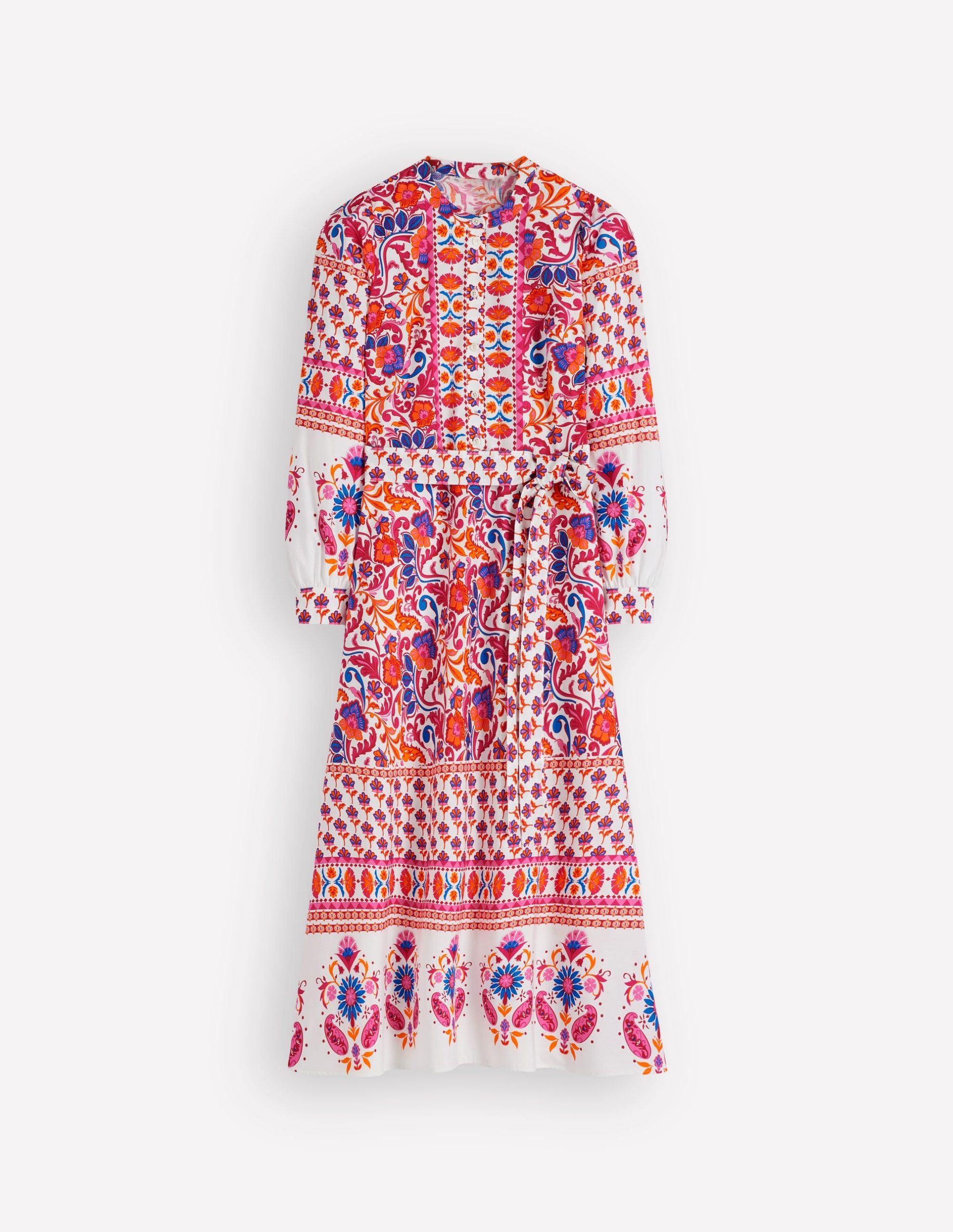 Ava Cotton Midi Dress-Pink Flourishing Meadow Border - Image 7