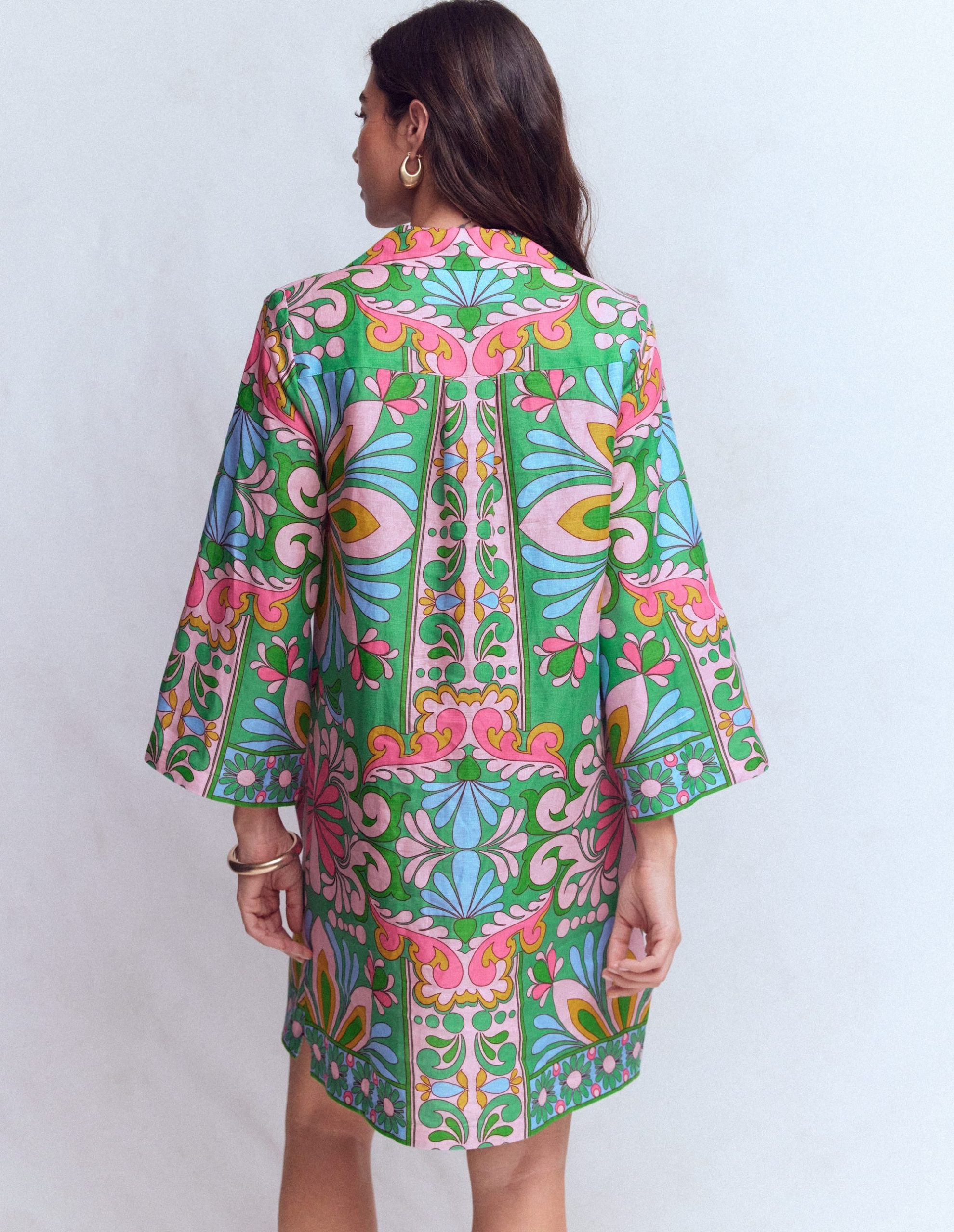 Carmen Linen Short Dress-Multi. Bloom Tapestry - Image 4