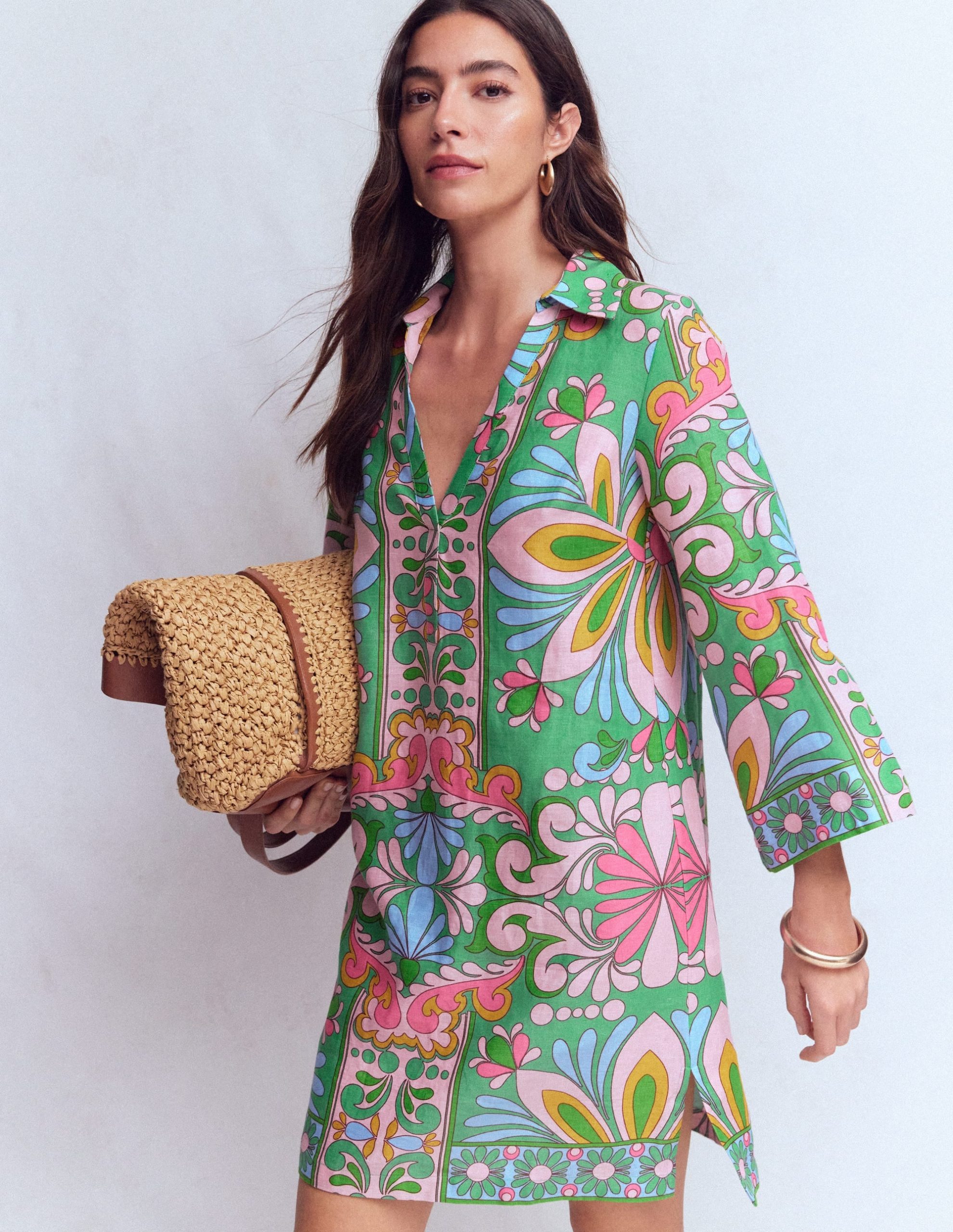 Carmen Linen Short Dress-Multi. Bloom Tapestry - Image 5