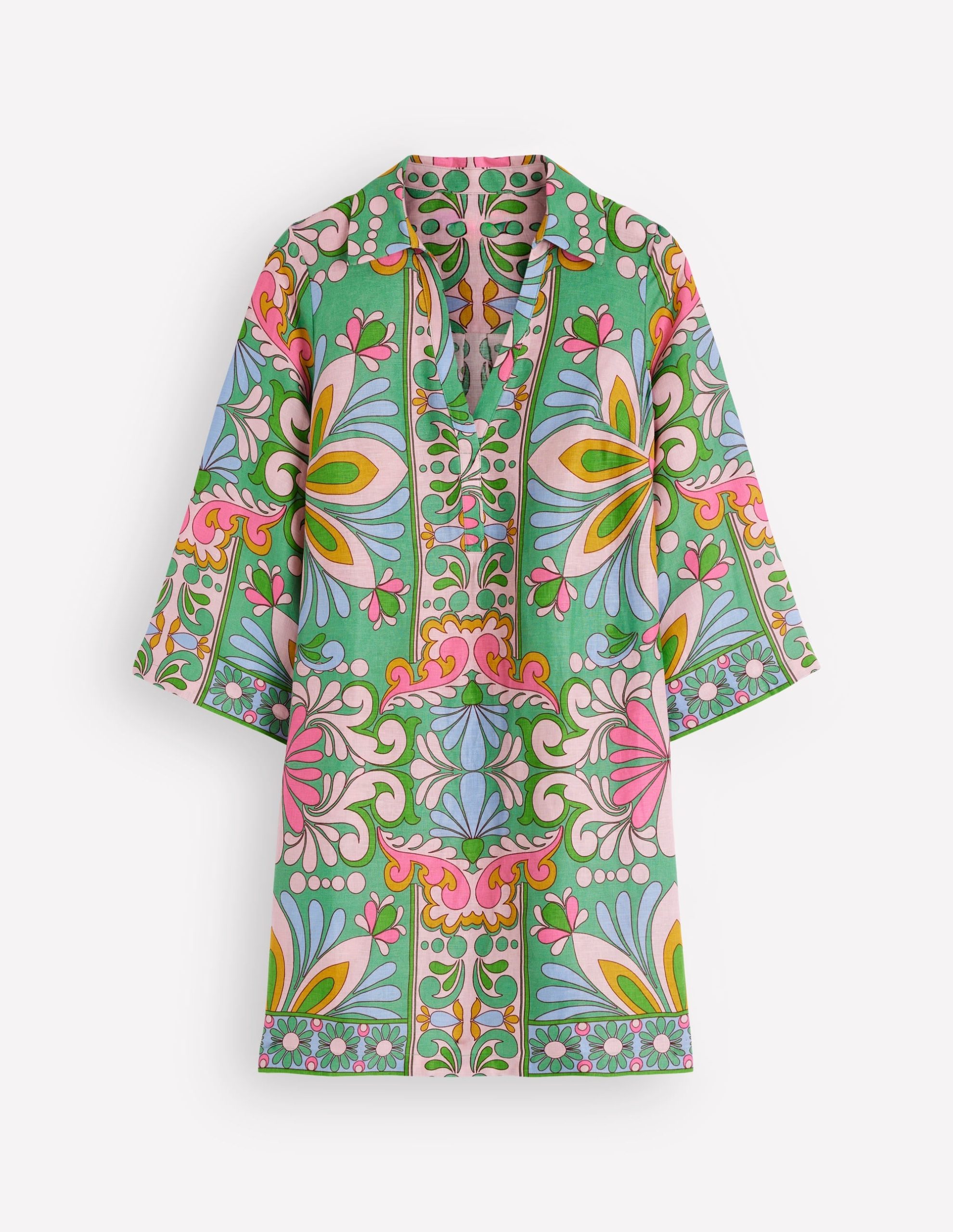 Carmen Linen Short Dress-Multi. Bloom Tapestry - Image 7