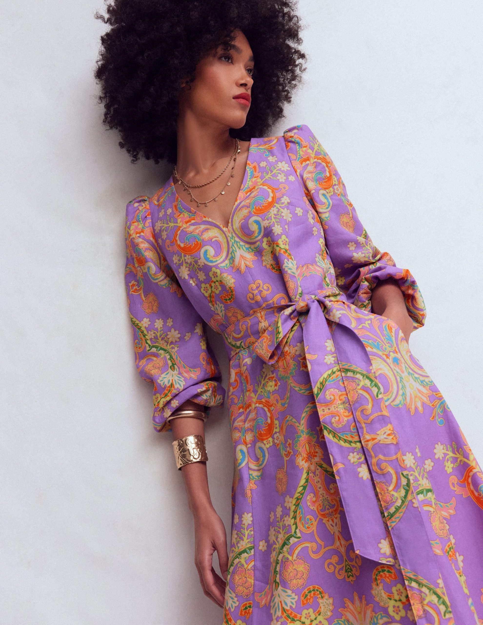 Florence Linen Blend Dress-Multi Enchanting Bouquet - Image 2