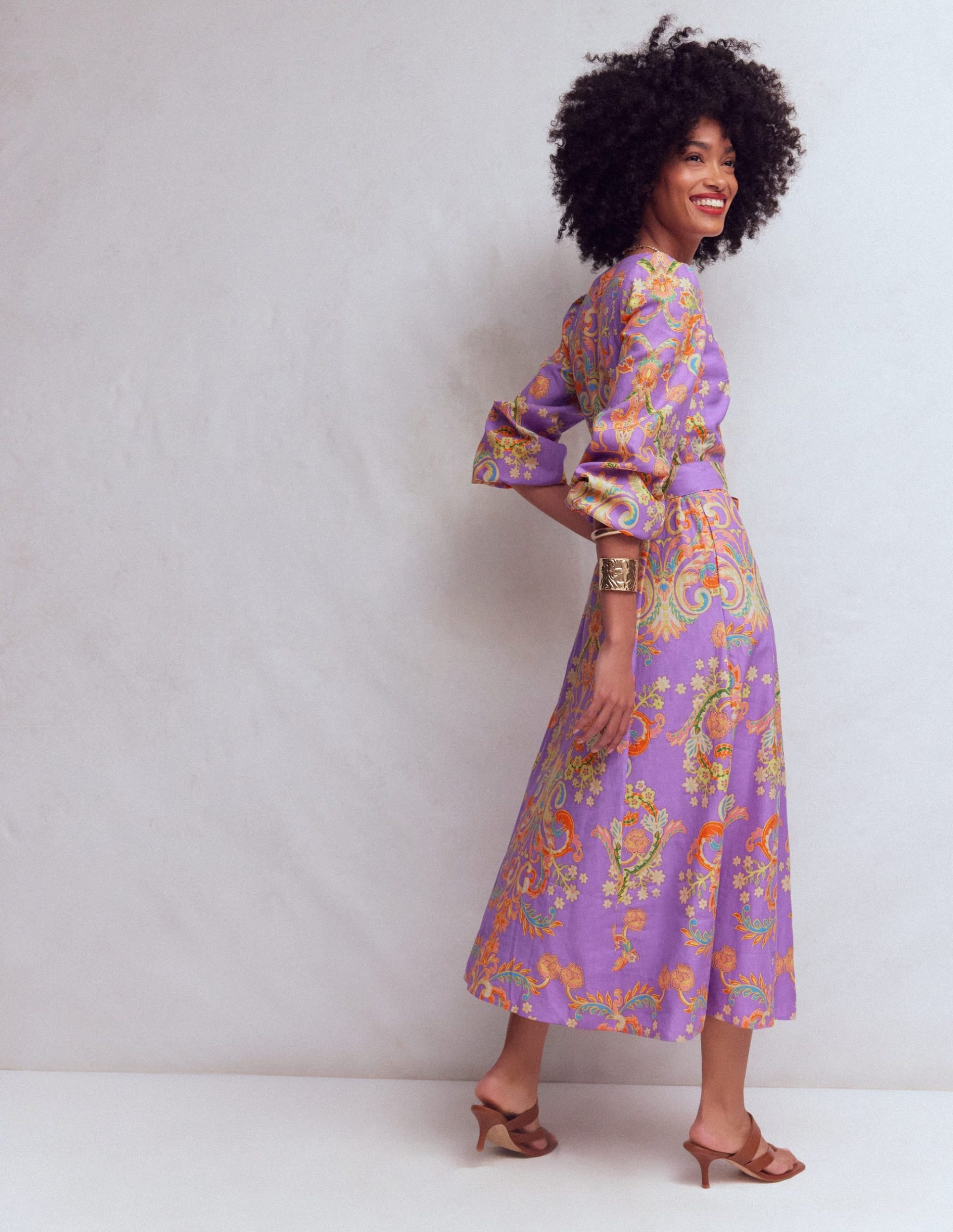 Florence Linen Blend Dress-Multi Enchanting Bouquet - Image 3