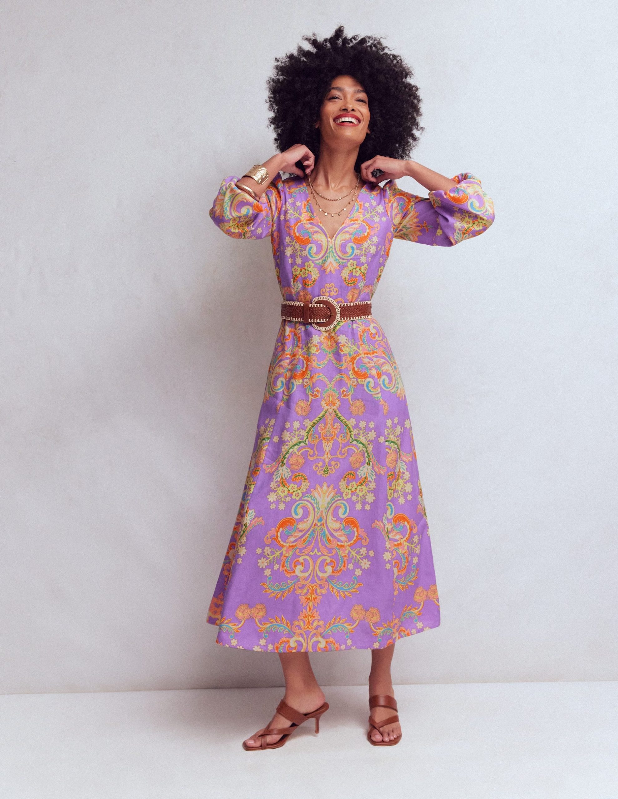 Florence Linen Blend Dress-Multi Enchanting Bouquet - Image 4