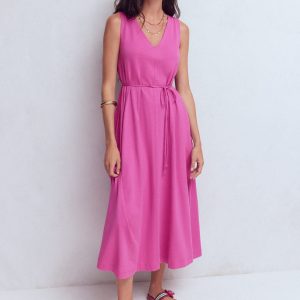 Mia V-neck Jersey Midi Dress-Passion Flower