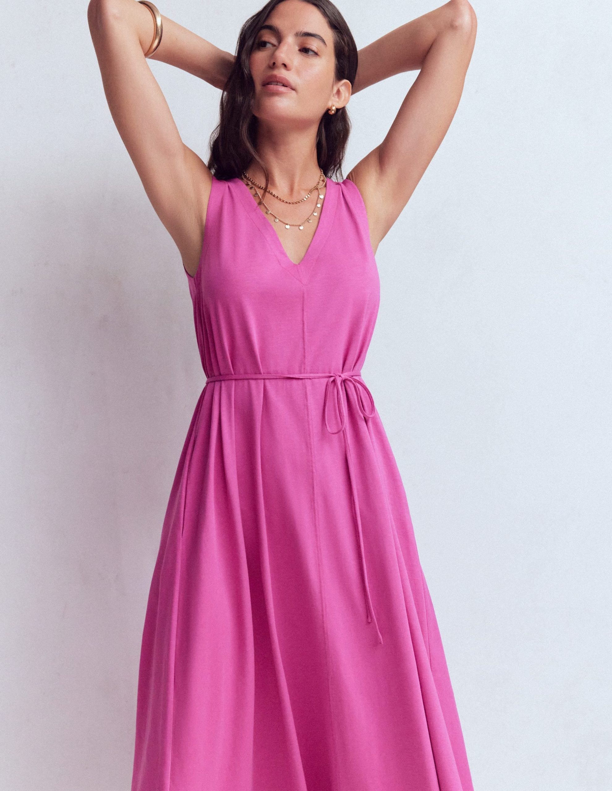 Mia V-neck Jersey Midi Dress-Passion Flower - Image 4
