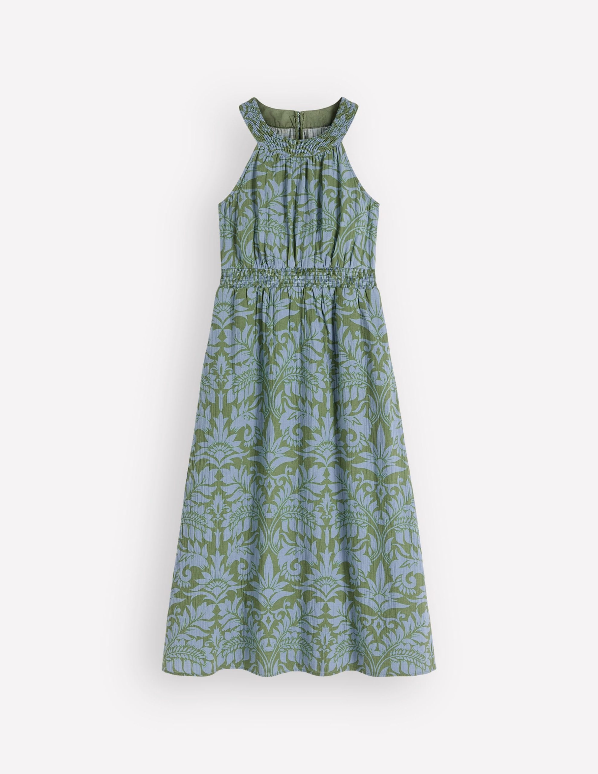 Daphne Double Cloth Dress-Green Ornamental Foliage - Image 6