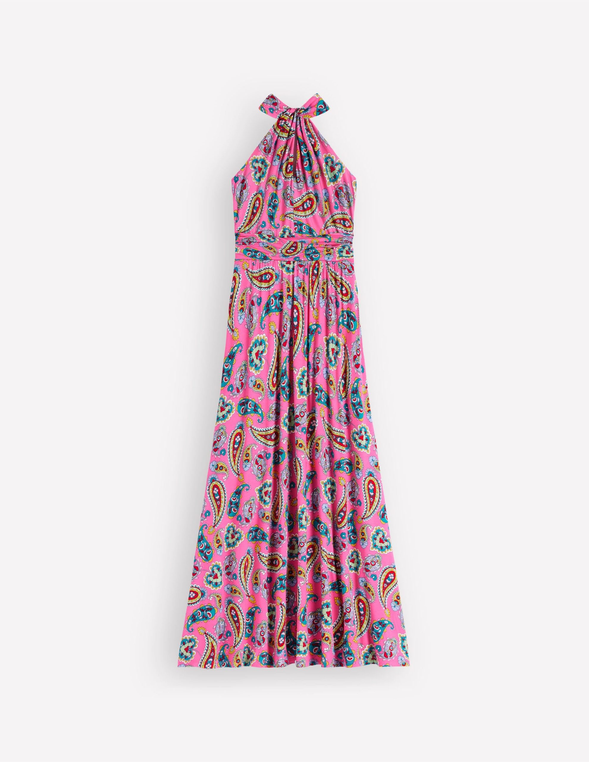 Sydney Twist Neck Jersey Dress-Brillant Pink. Radiant Paisley - Image 7