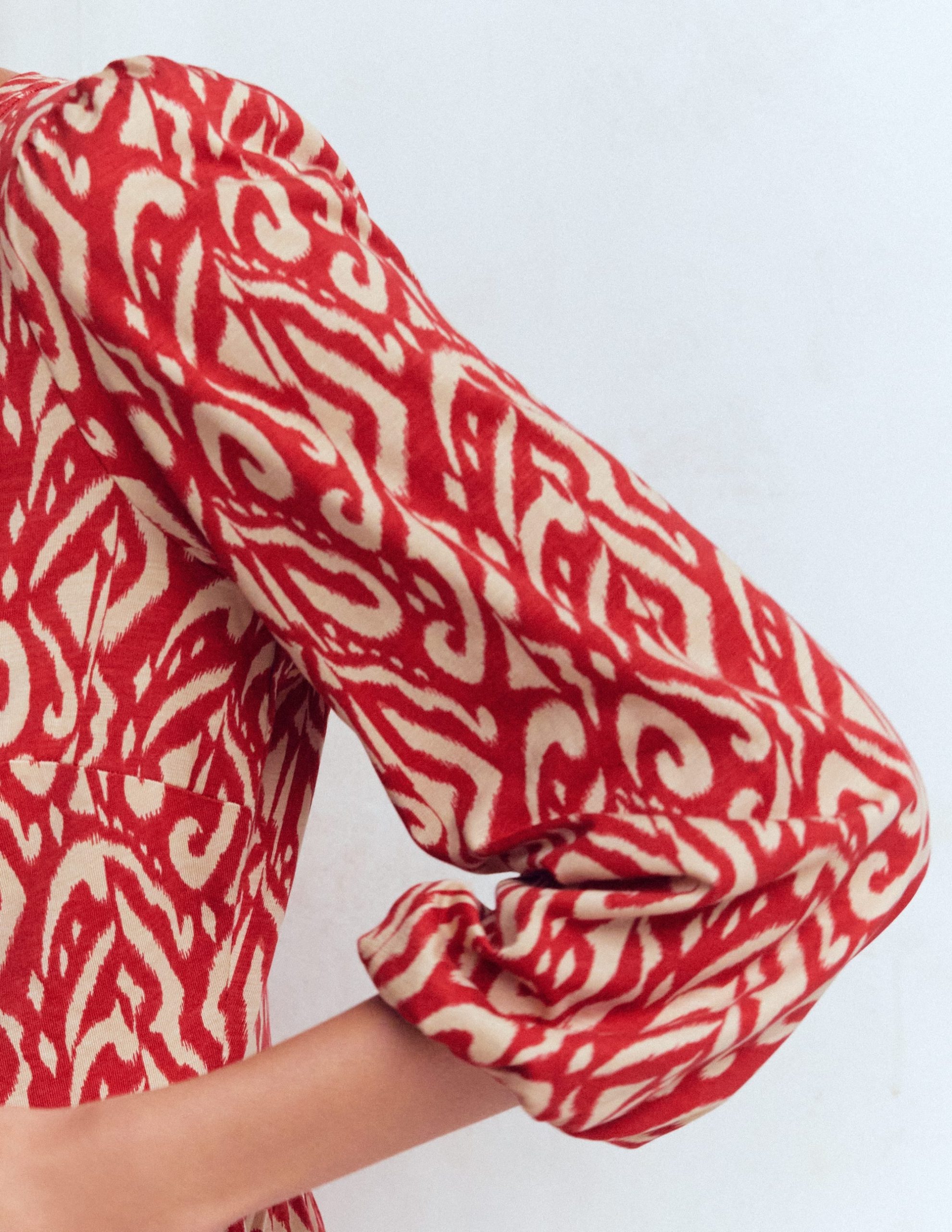 Cathy Notch Neck Jersey Dress-Merida Red. Ikat - Image 2