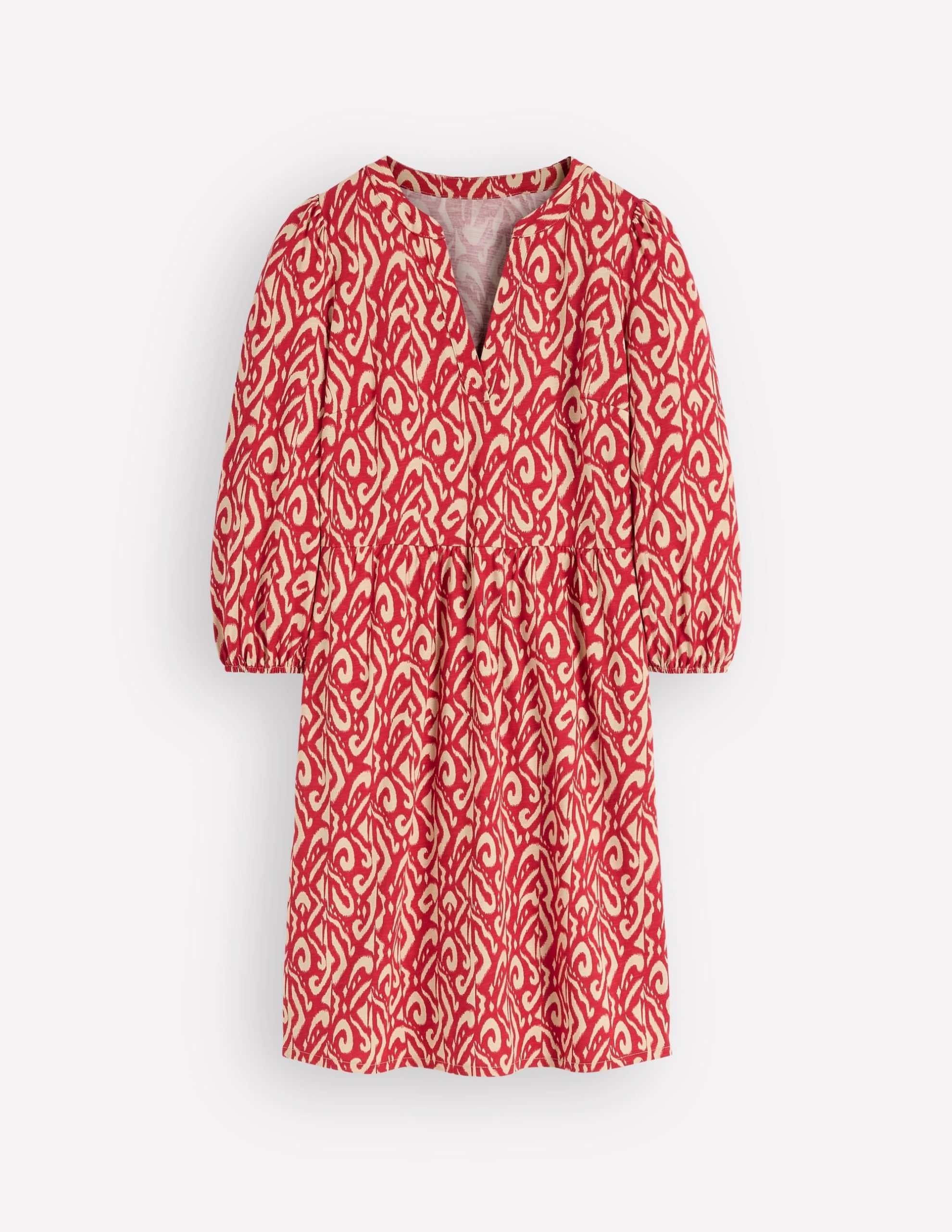Cathy Notch Neck Jersey Dress-Merida Red. Ikat - Image 6