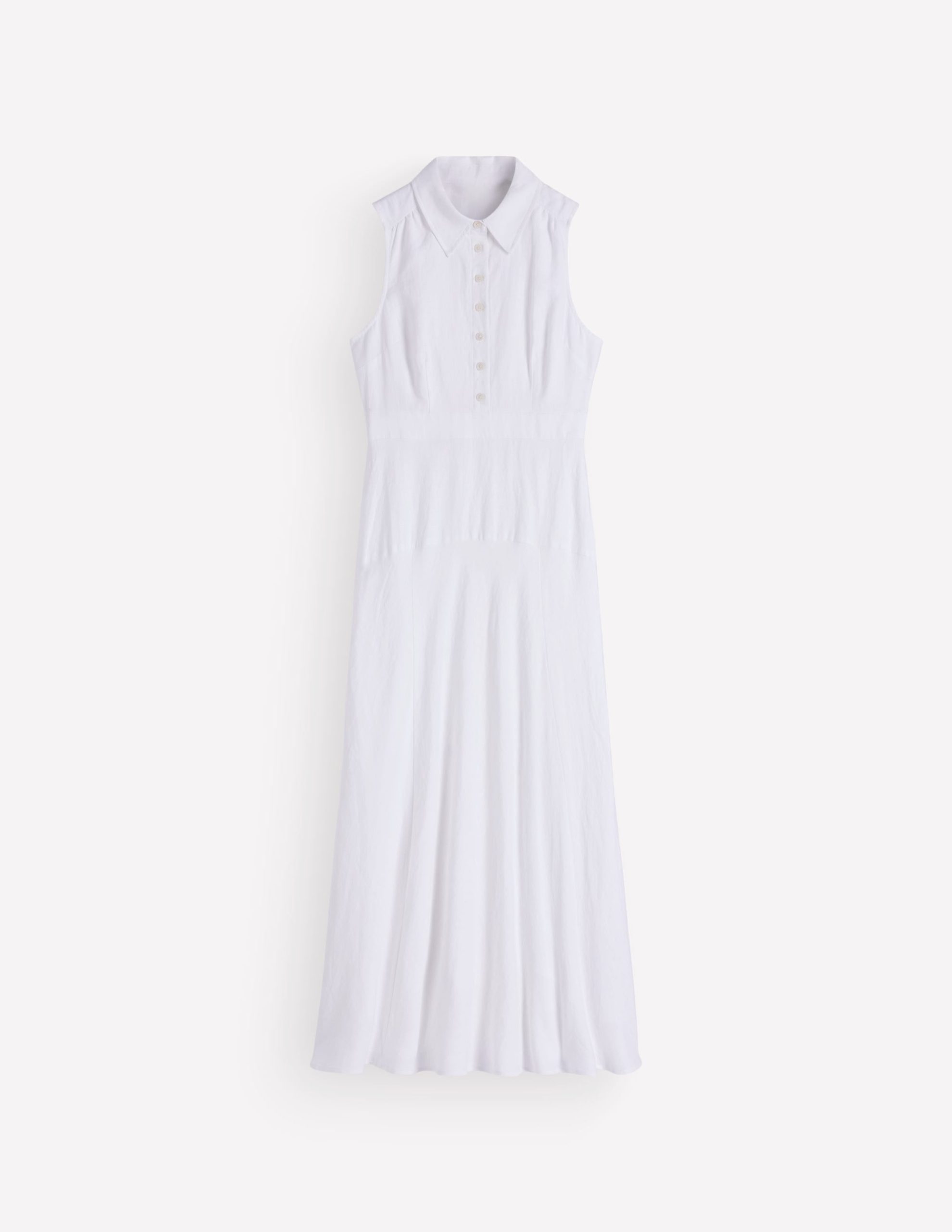 Erma Drop Waist Linen Dress-White - Image 7