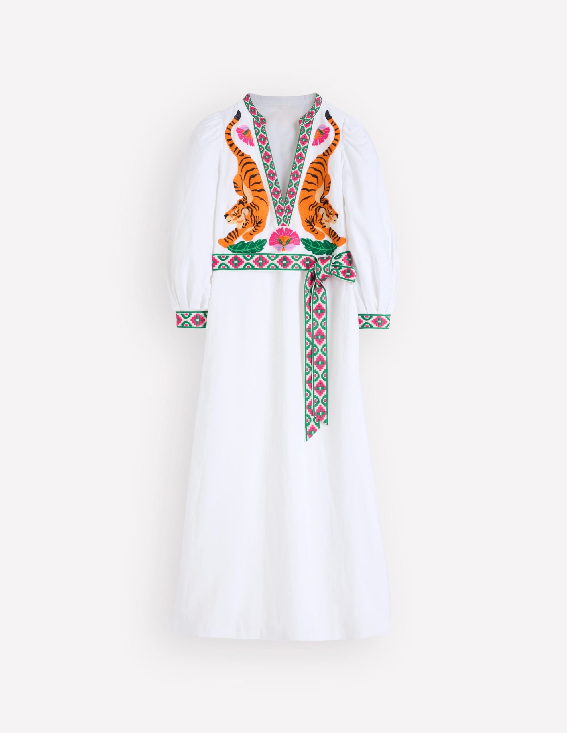 Octavia Linen Blend Dress-Tiger Embroidery - Image 6