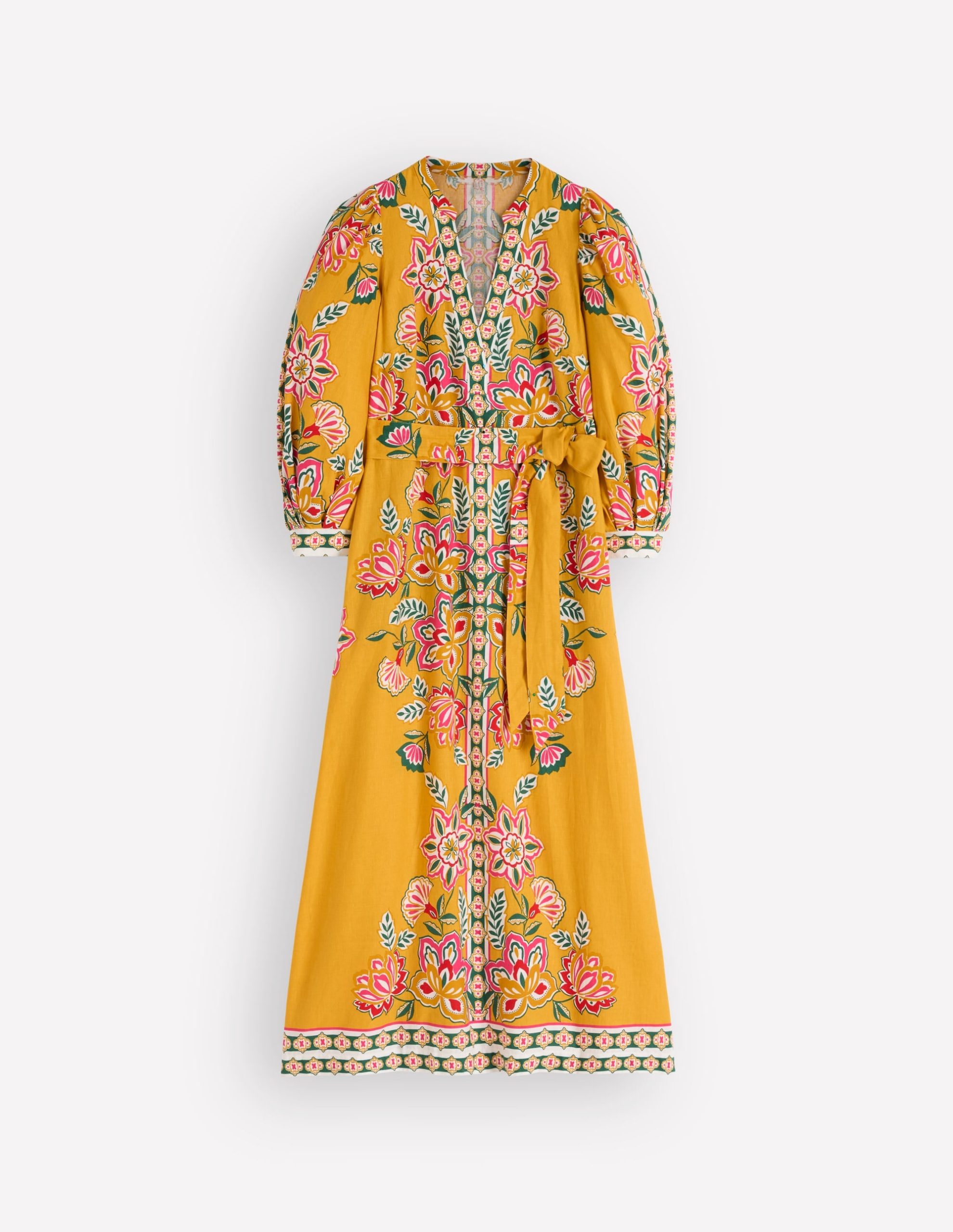 Octavia Linen Blend Dress-Yellow Blossom Elegance - Image 6