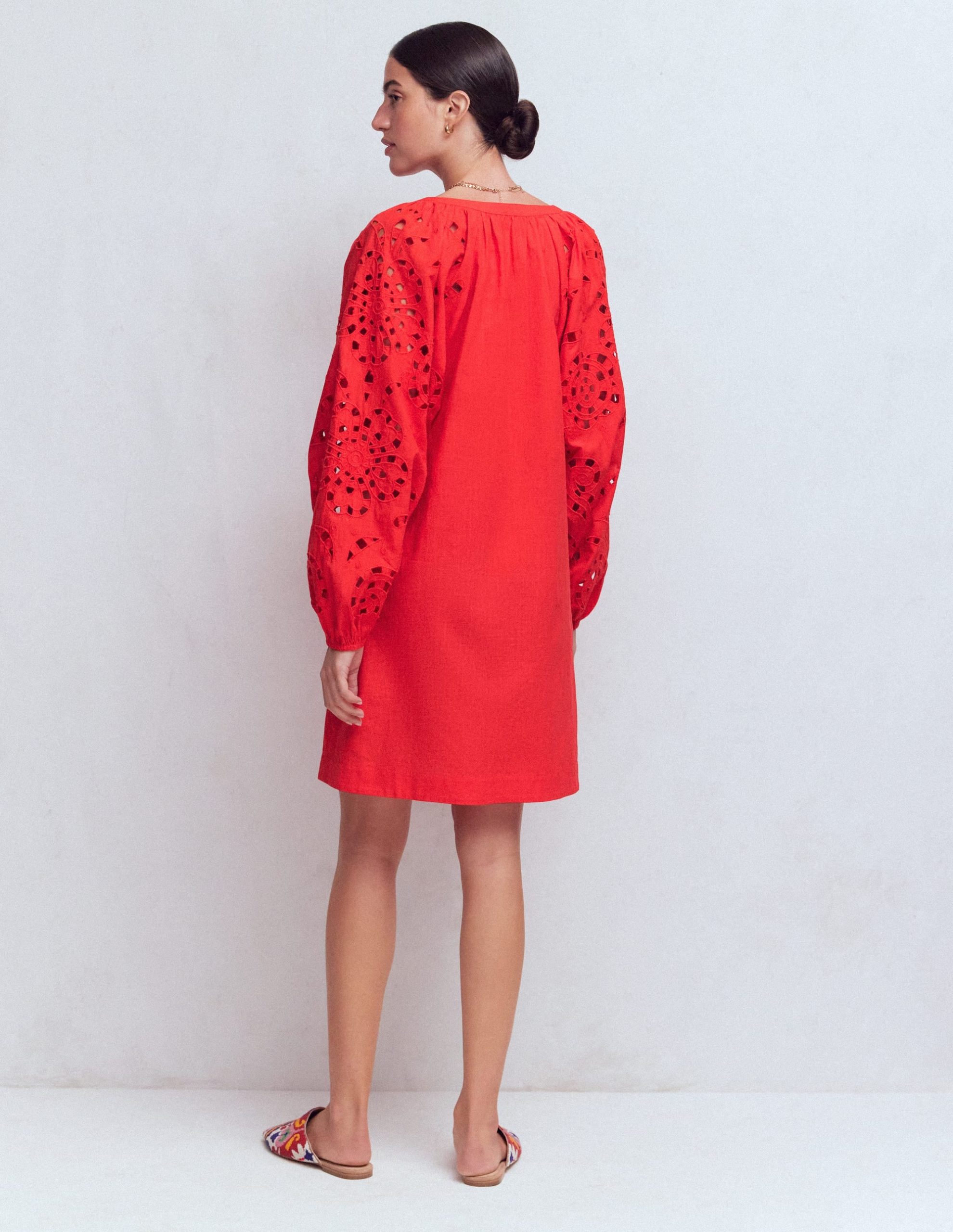 Embroidered Sleeve Kaftan-Red Embroidery - Image 3
