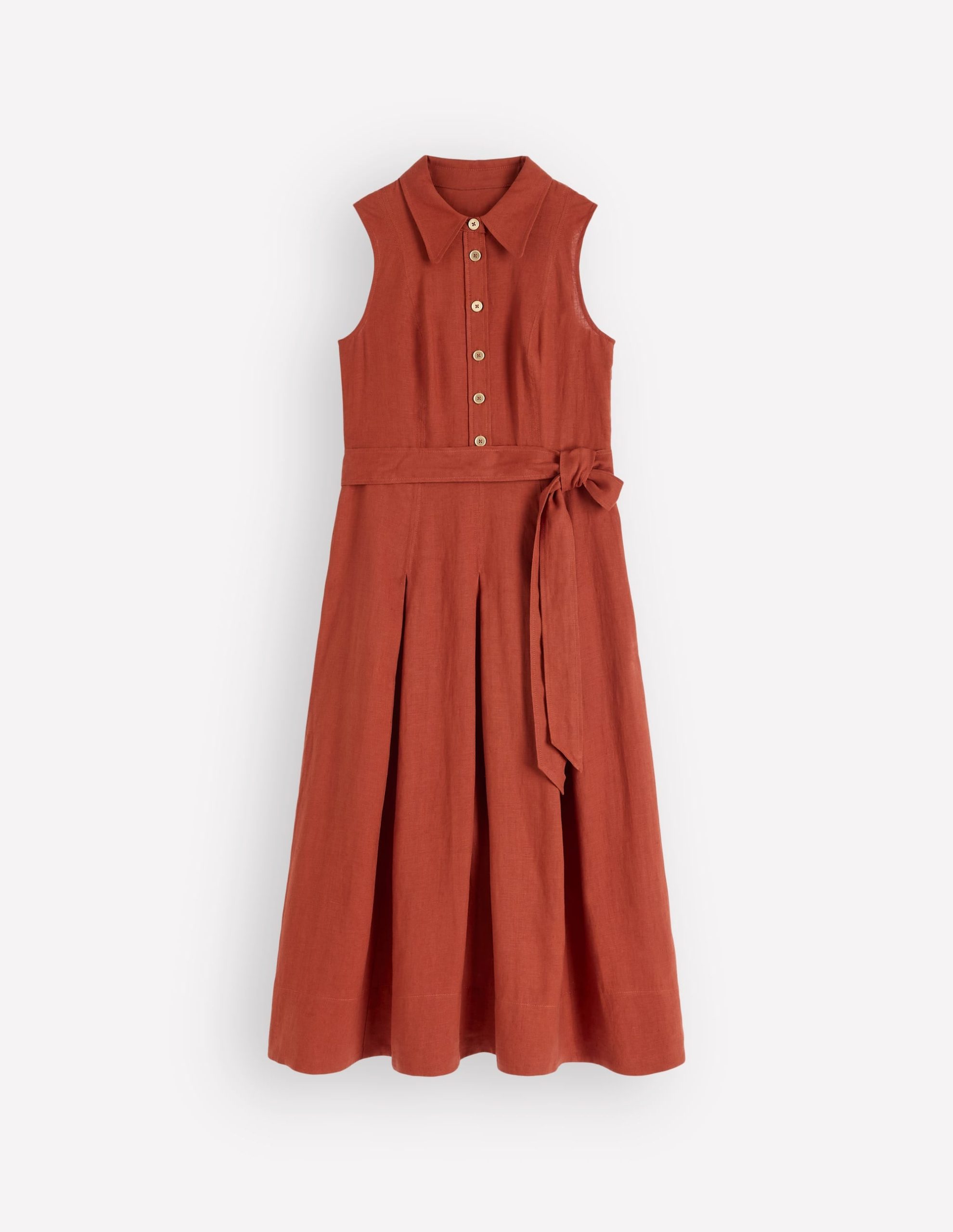 Belinda Linen Shirt Dress-Burnt Orange - Image 6