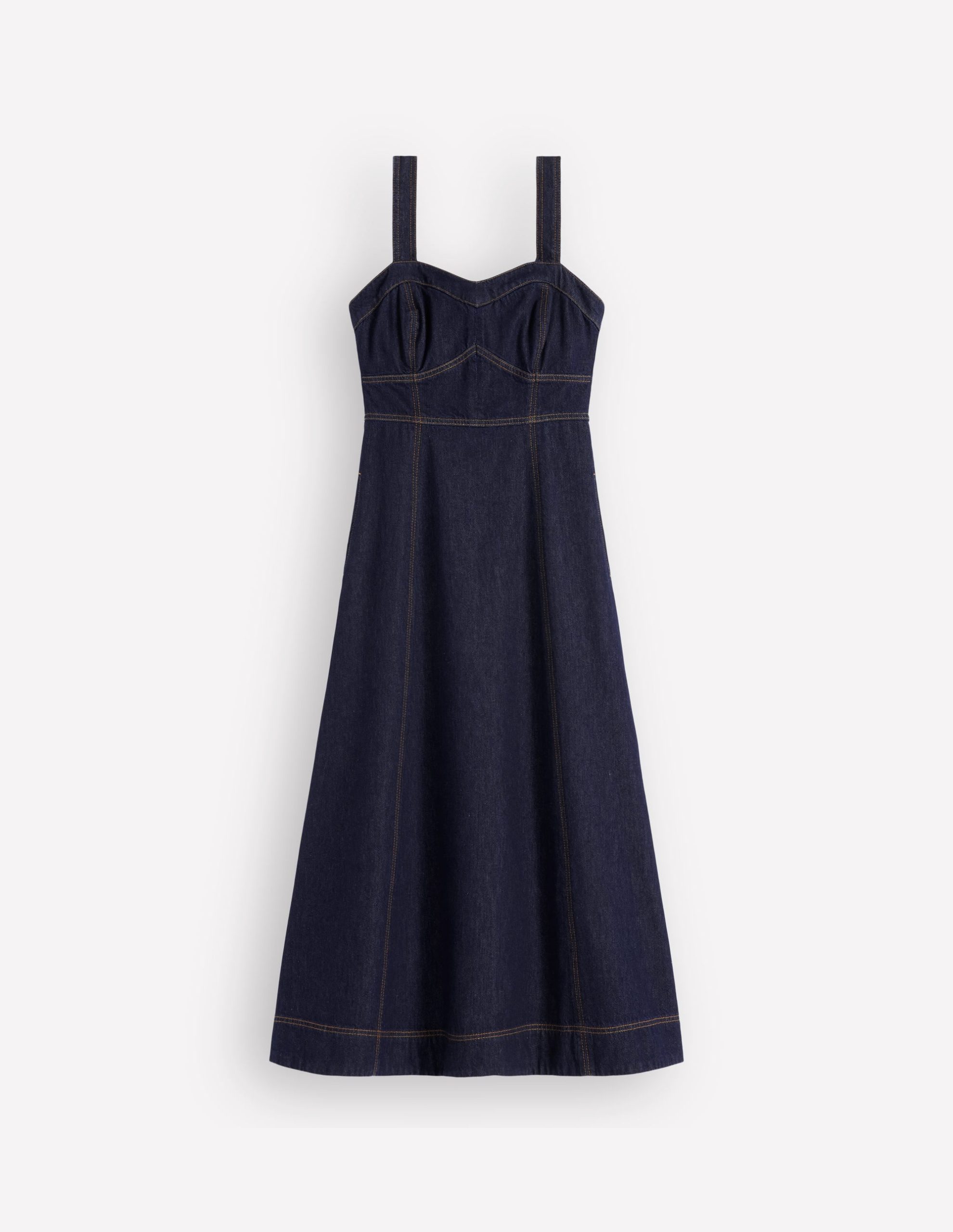 Panelled Bodice Denim Dress-Indigo - Image 7