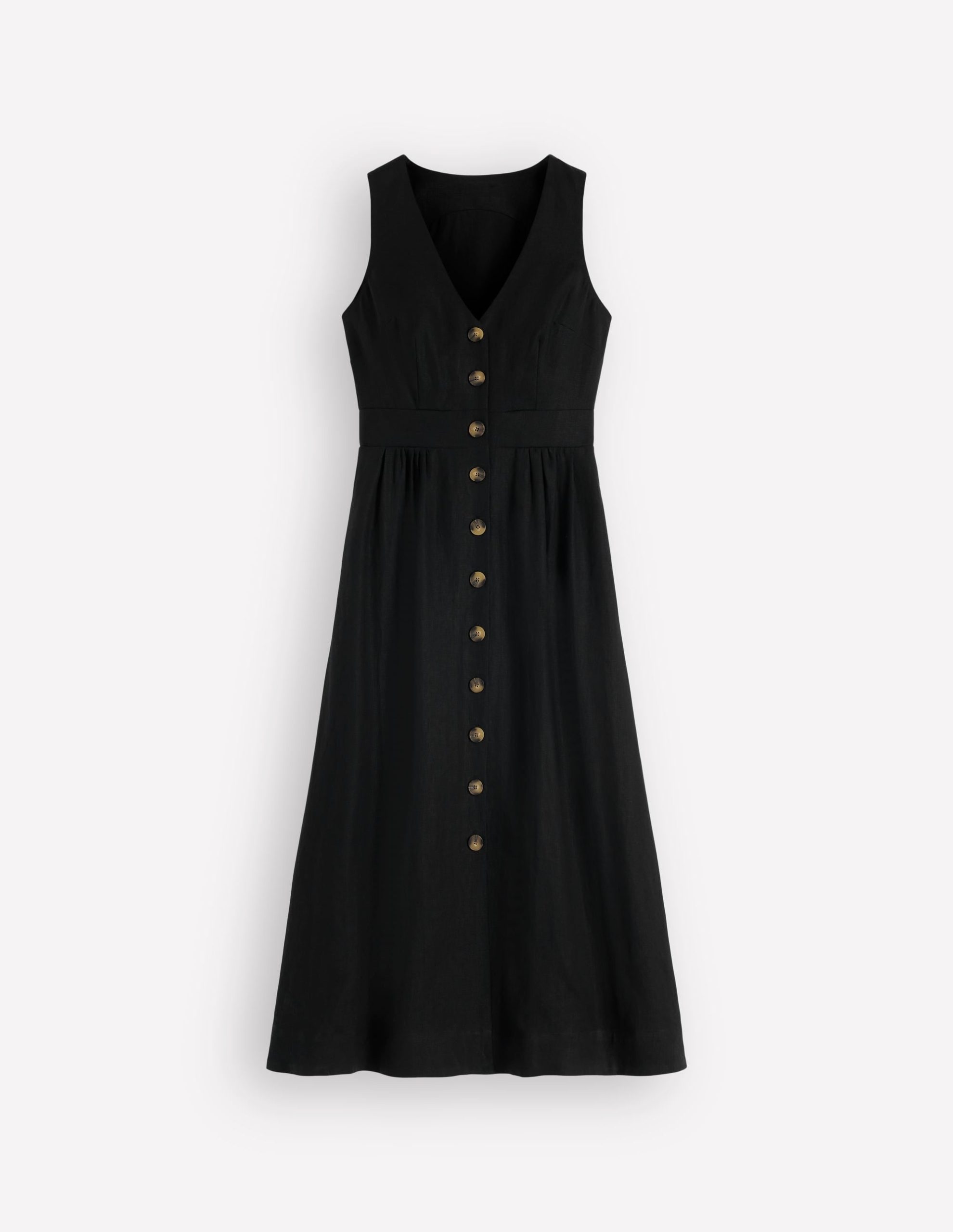 Catherine Button Linen Dress-Black - Image 6