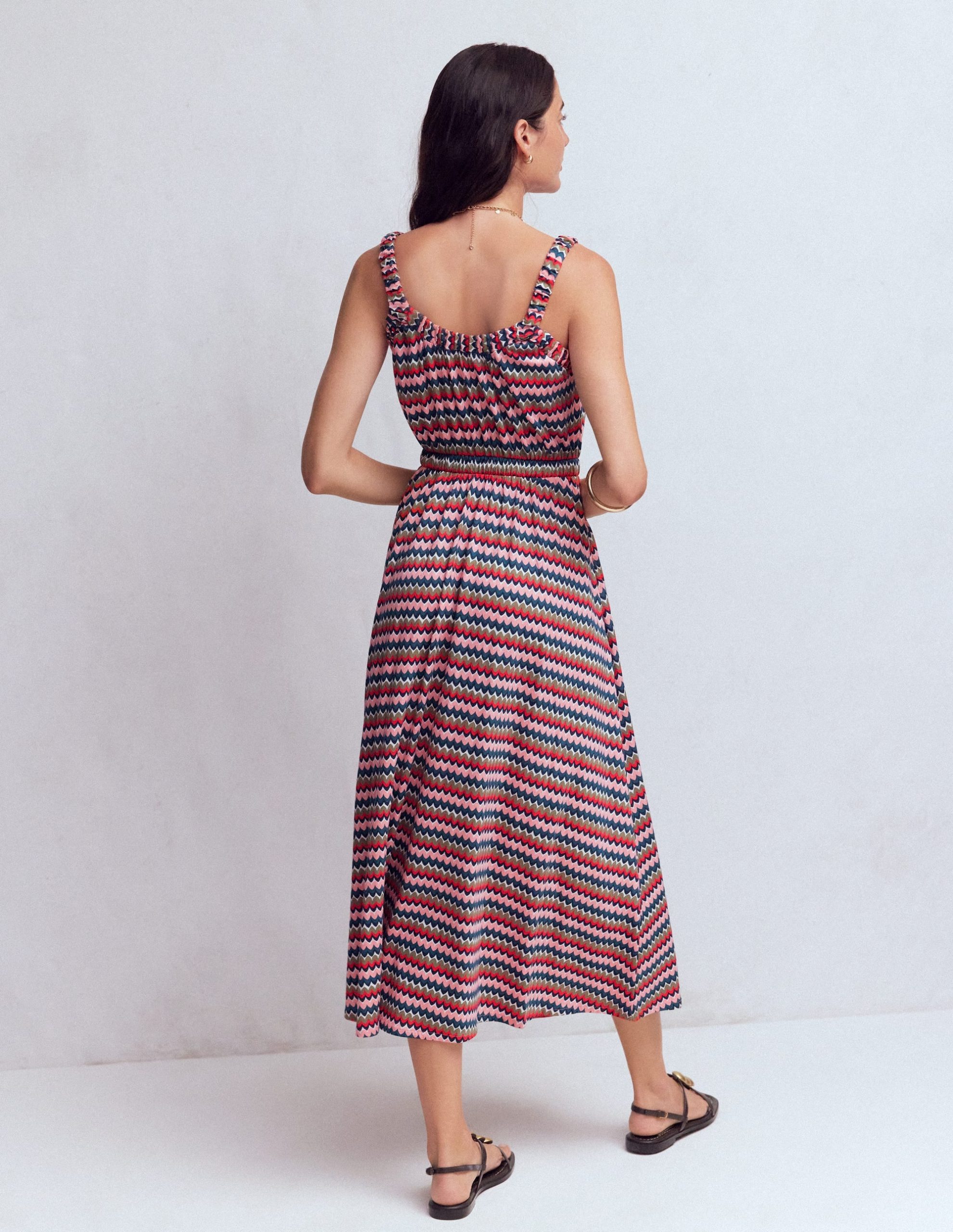 Scoop Neck Jersey Dress-Multi. Zigzag Ripple - Image 3