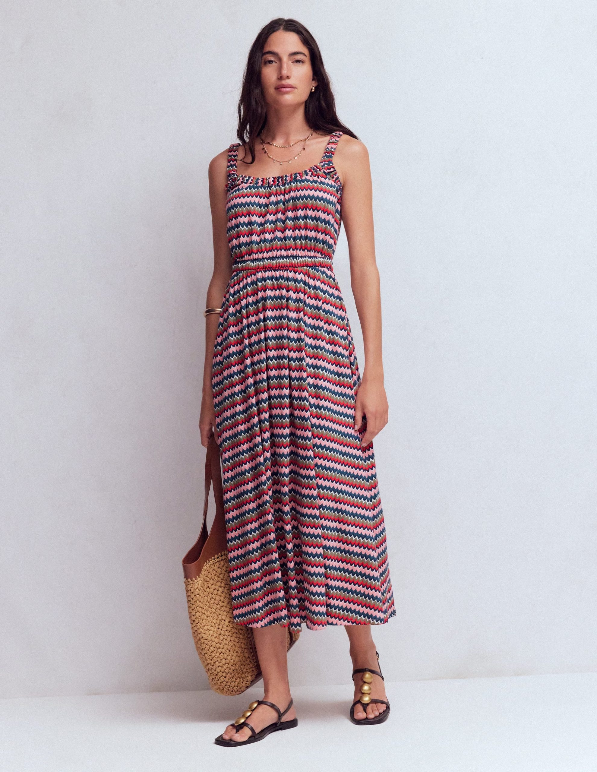 Scoop Neck Jersey Dress-Multi. Zigzag Ripple - Image 4