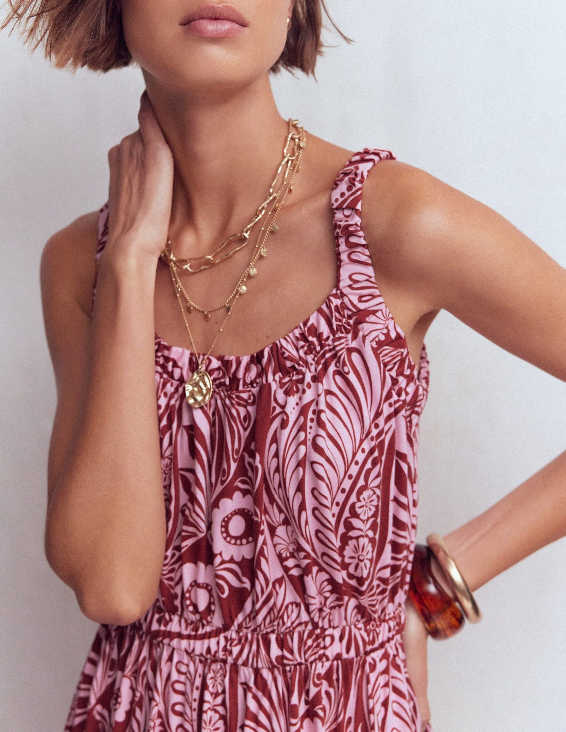 Scoop Neck Jersey Dress-Pink. Enchanted Paisley - Image 2