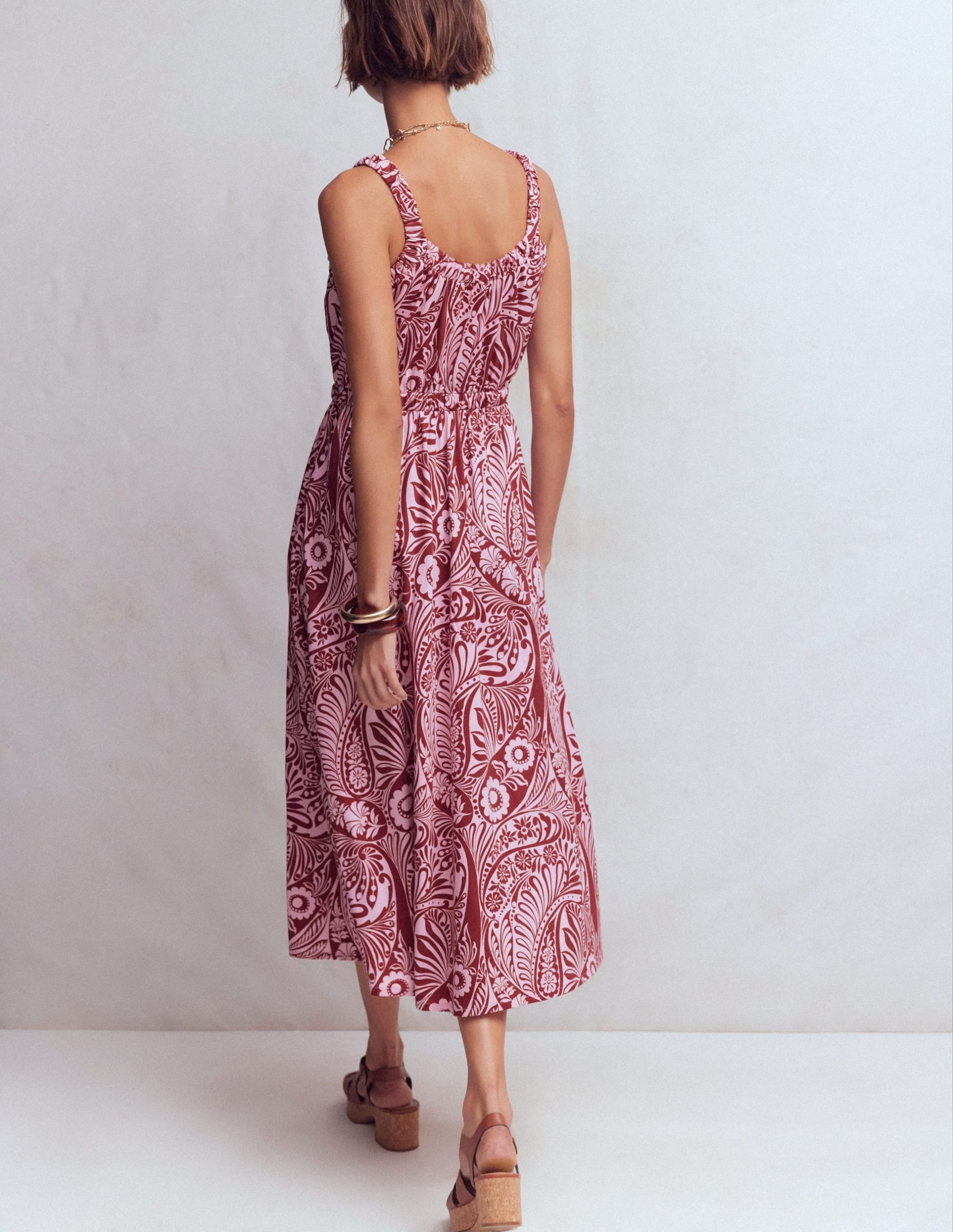 Scoop Neck Jersey Dress-Pink. Enchanted Paisley - Image 3