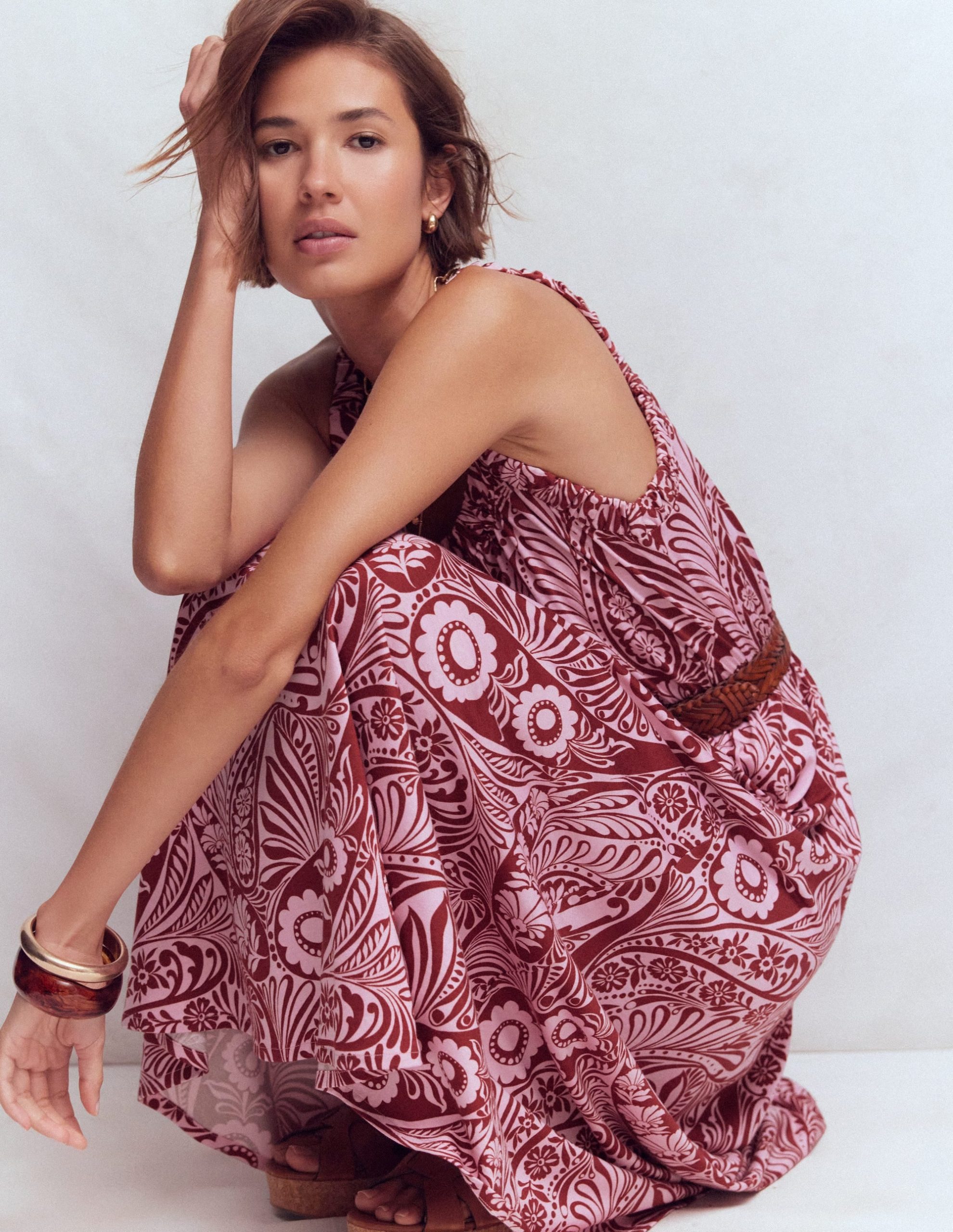 Scoop Neck Jersey Dress-Pink. Enchanted Paisley - Image 5