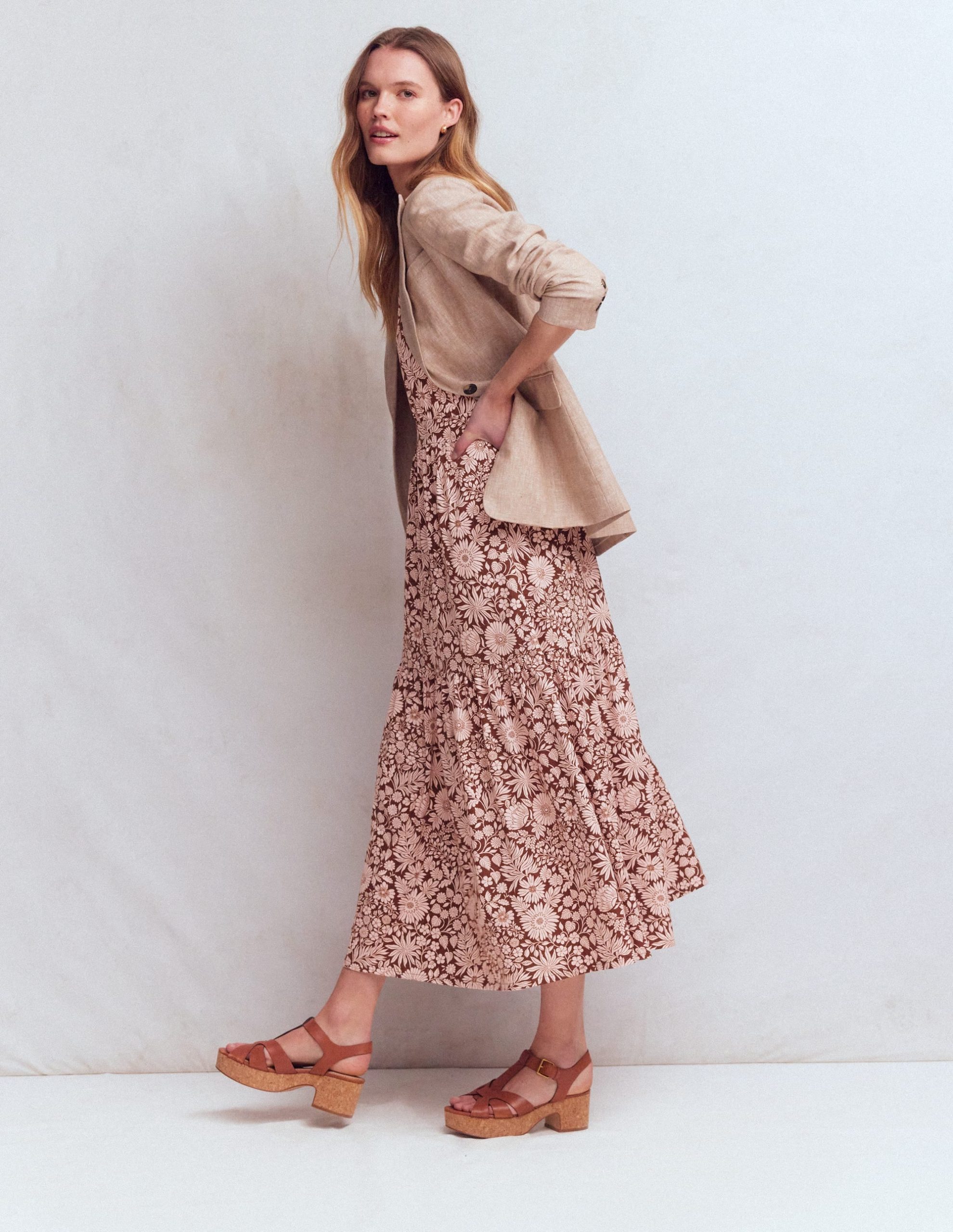 Camalie Jersey Maxi Dress-Raw Umber. Flowerbed Bloom - Image 5