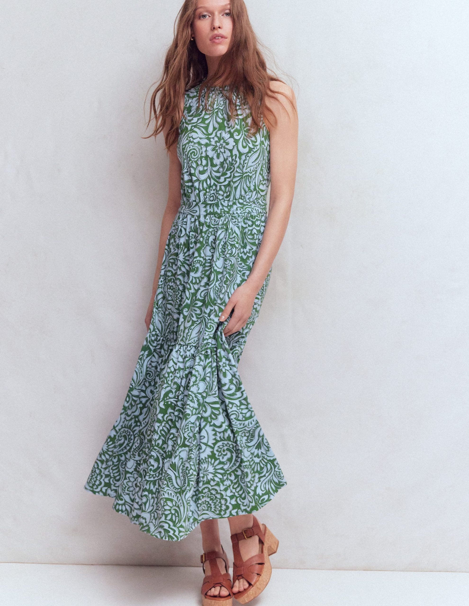 Camalie Jersey Maxi Dress-Green. Elaborate Gardenia - Image 4