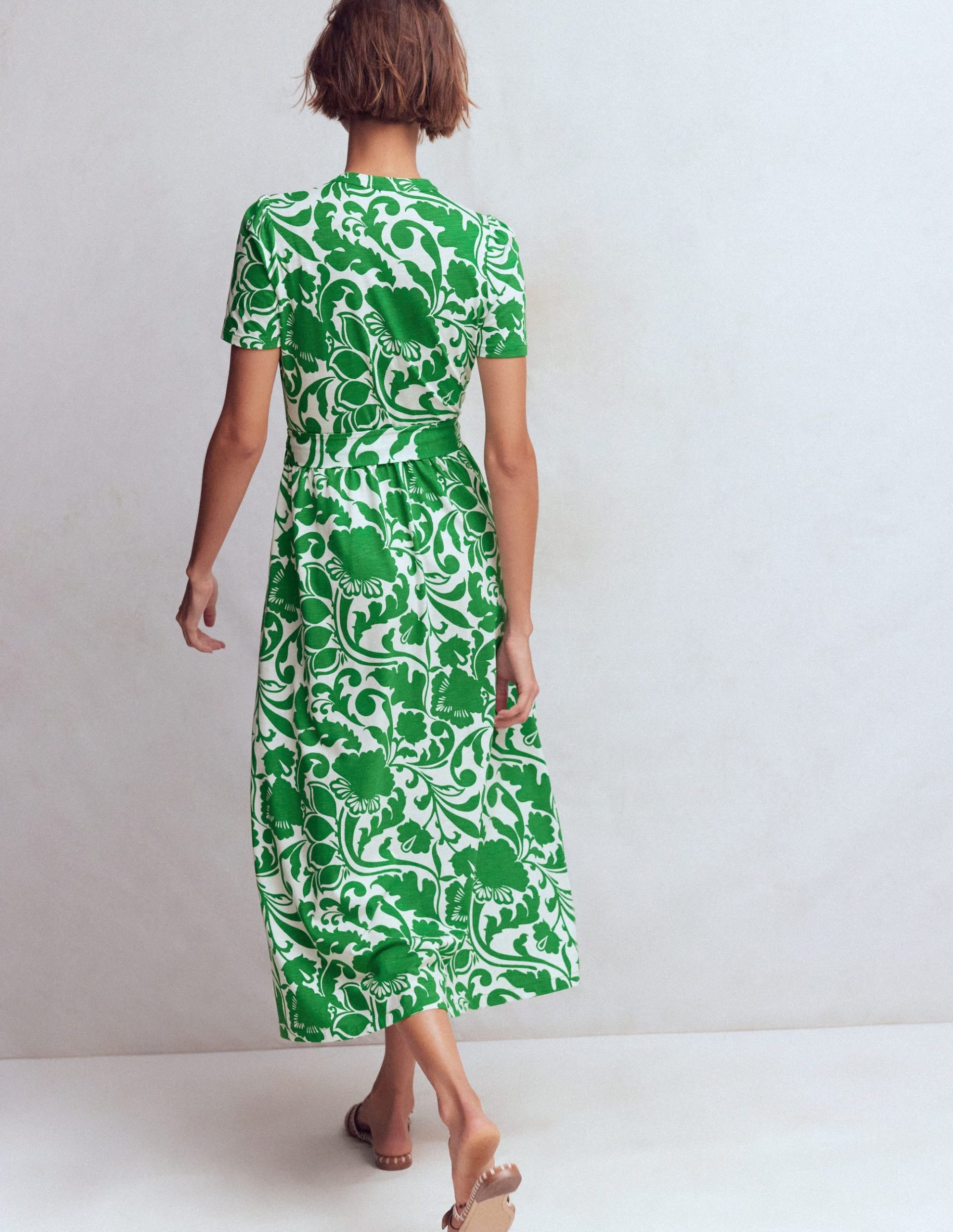 Naomi Jersey Midi Dress-Emerald. Flourishing Meadow - Image 3