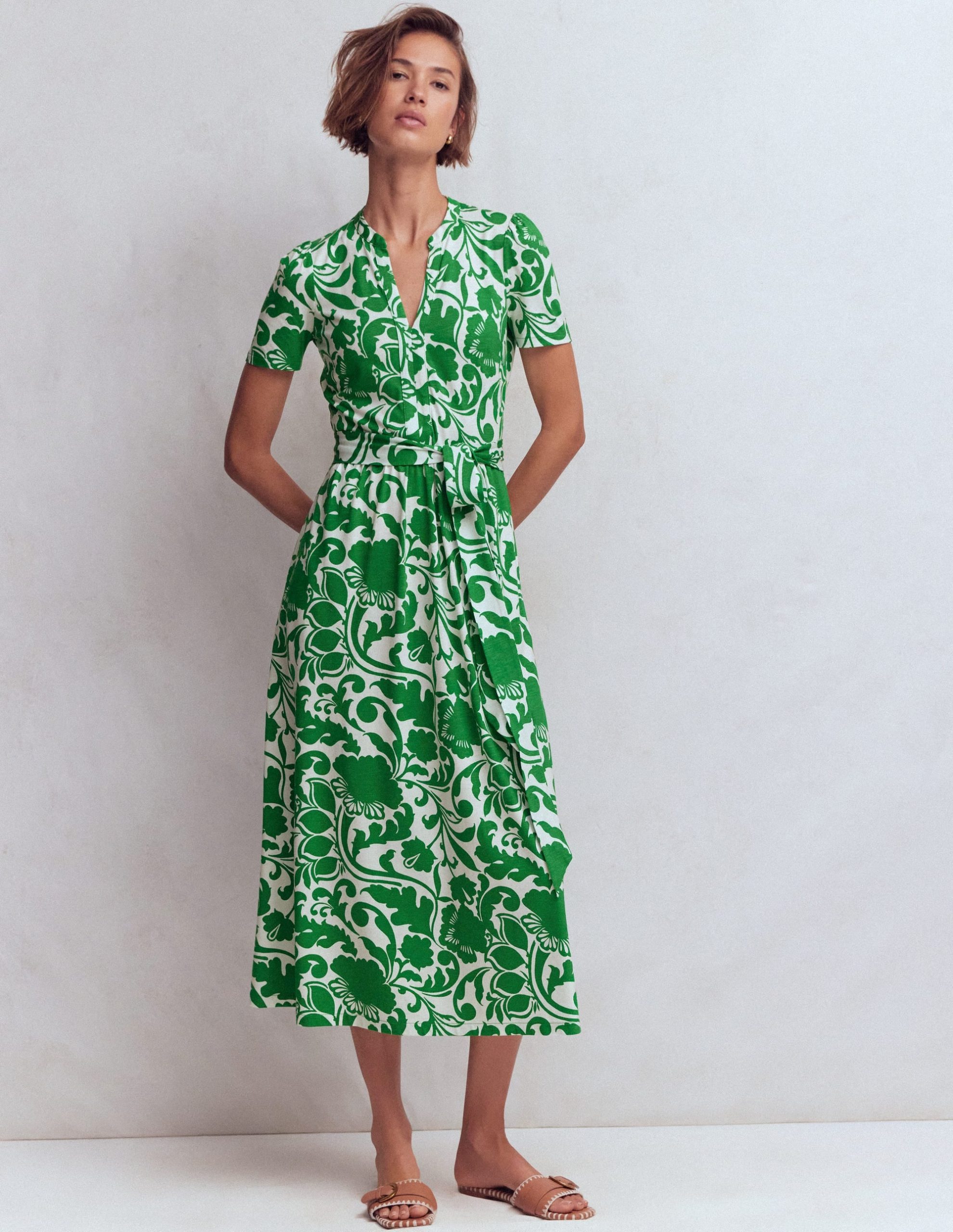 Naomi Jersey Midi Dress-Emerald. Flourishing Meadow - Image 4