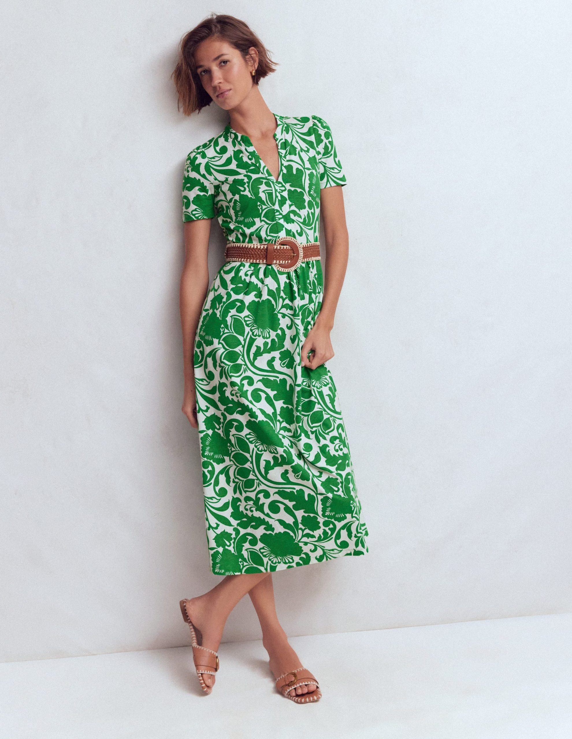 Naomi Jersey Midi Dress-Emerald. Flourishing Meadow - Image 5