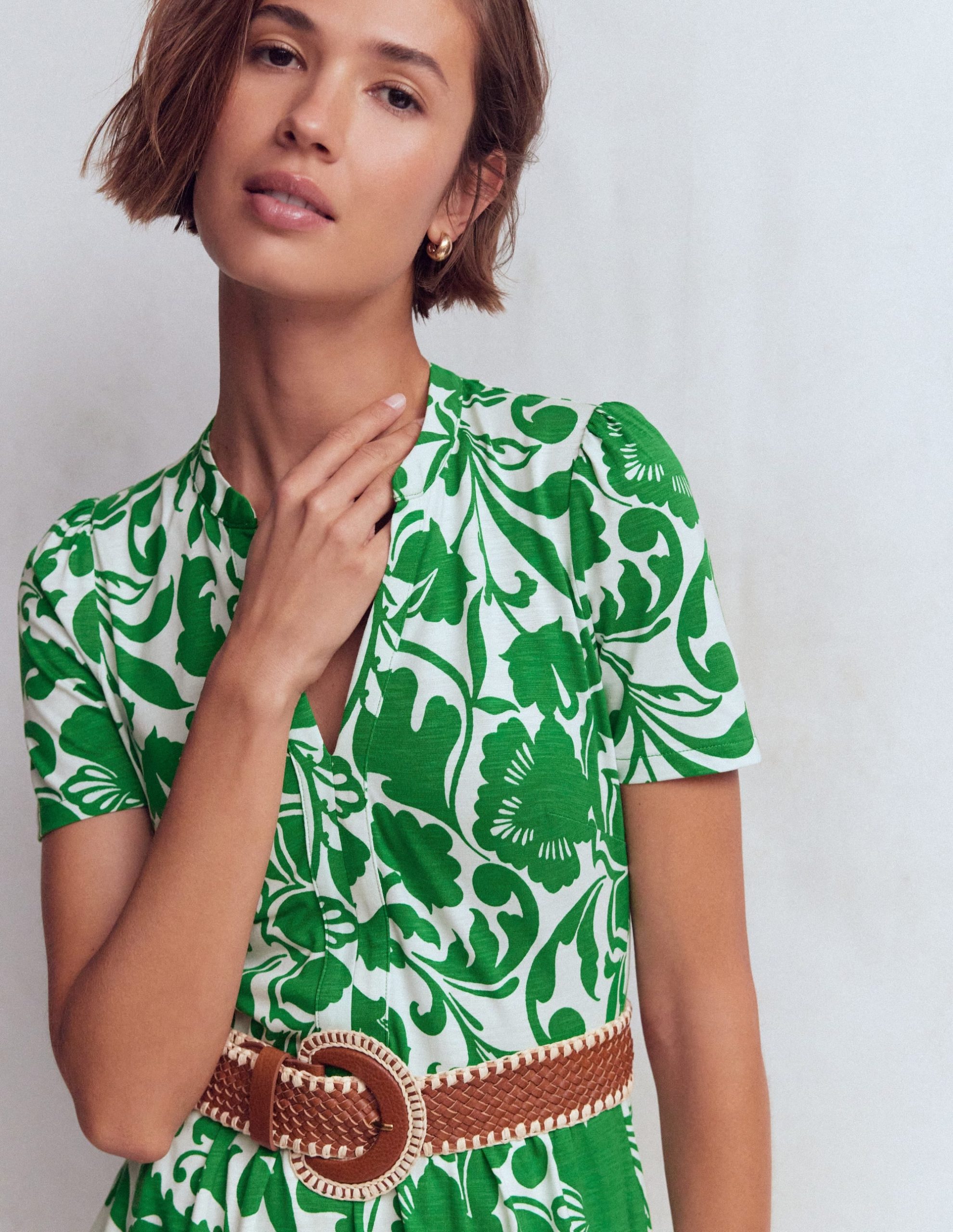 Naomi Jersey Midi Dress-Emerald. Flourishing Meadow - Image 6