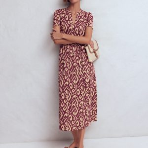Naomi Jersey Midi Dress-Deep Wisteria. Ikat