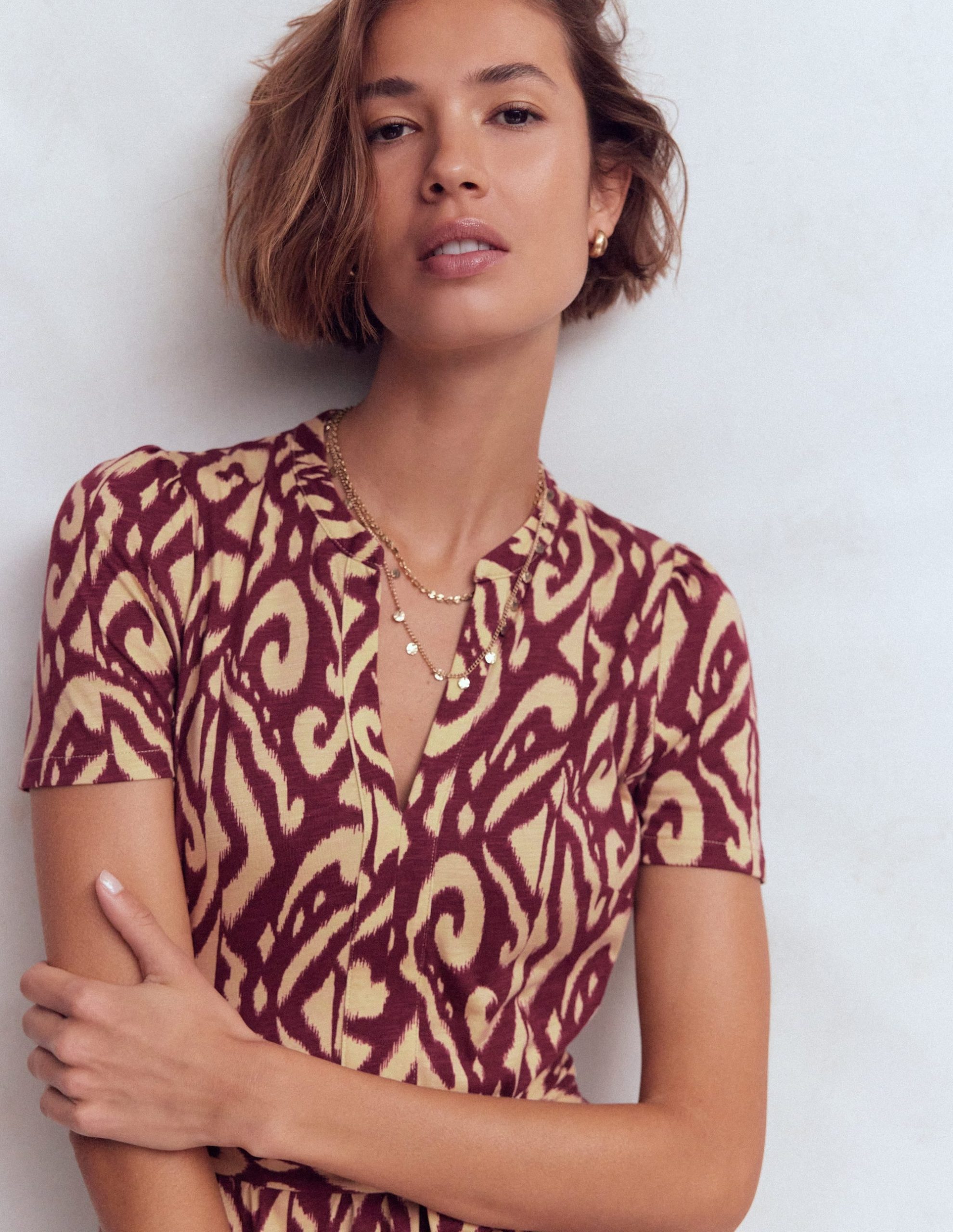 Naomi Jersey Midi Dress-Deep Wisteria. Ikat - Image 2