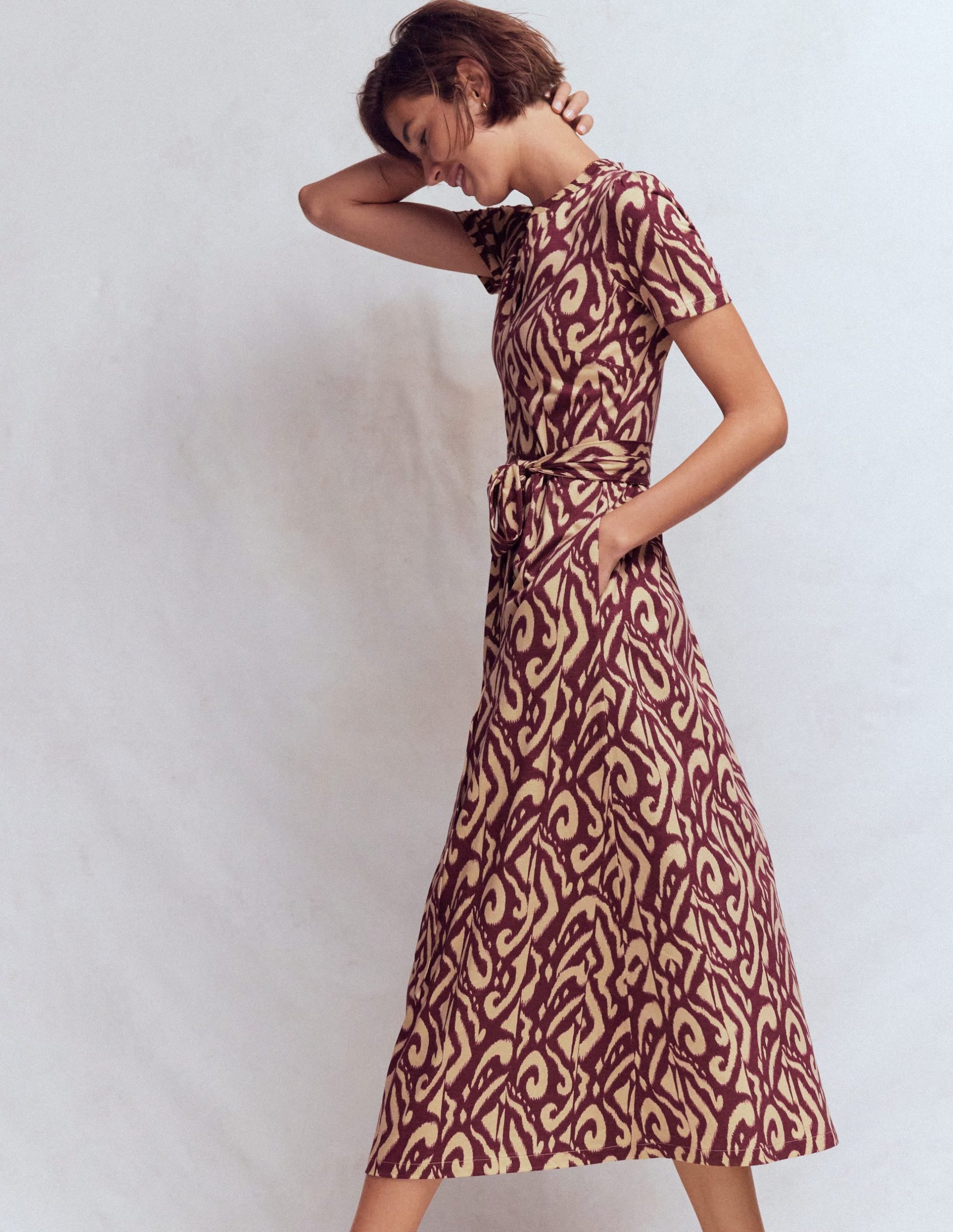 Naomi Jersey Midi Dress-Deep Wisteria. Ikat - Image 4