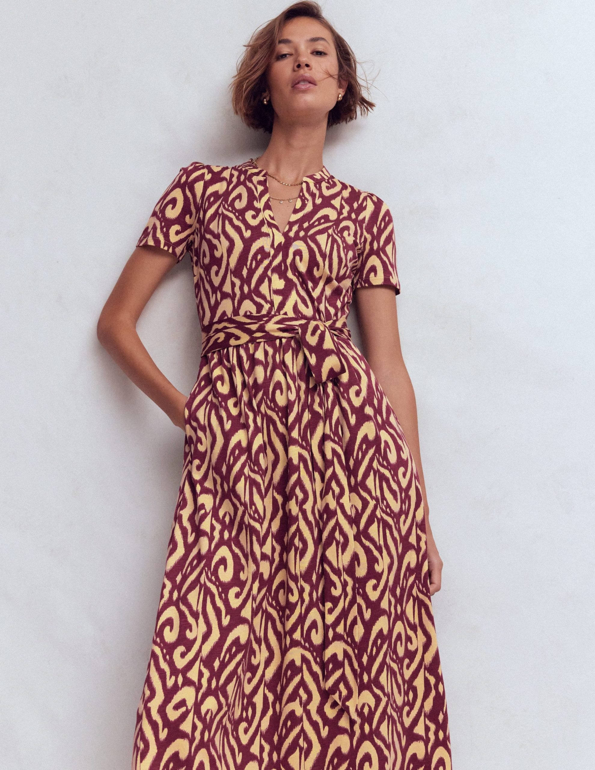 Naomi Jersey Midi Dress-Deep Wisteria. Ikat - Image 5