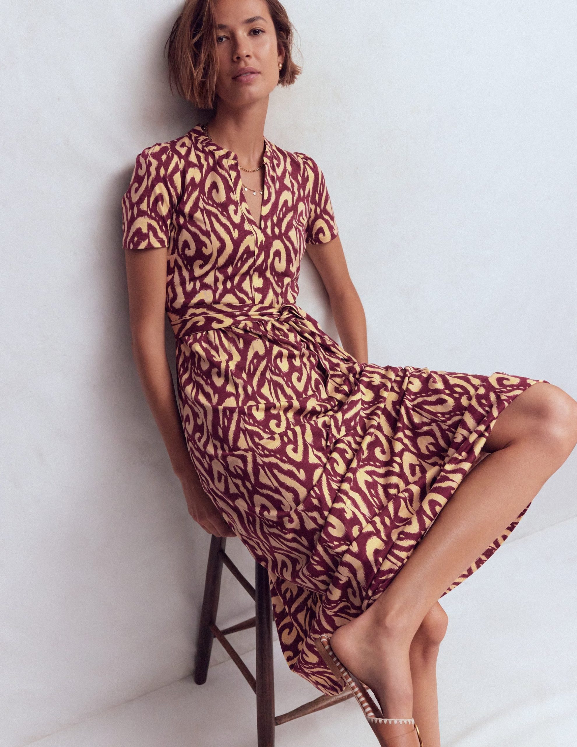 Naomi Jersey Midi Dress-Deep Wisteria. Ikat - Image 6
