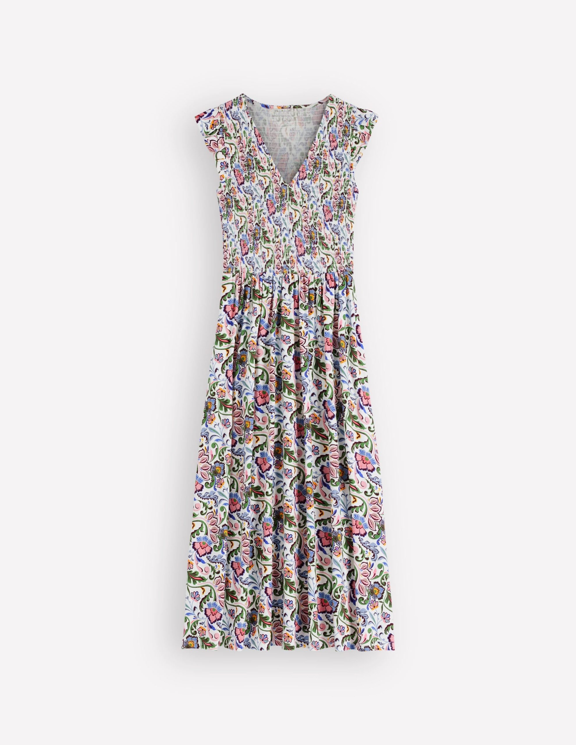 Smocked Jersey Midi Dress-Multi. Flourishing Meadow - Image 5