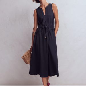 Delphine Midi Sleeveless Dress-Navy