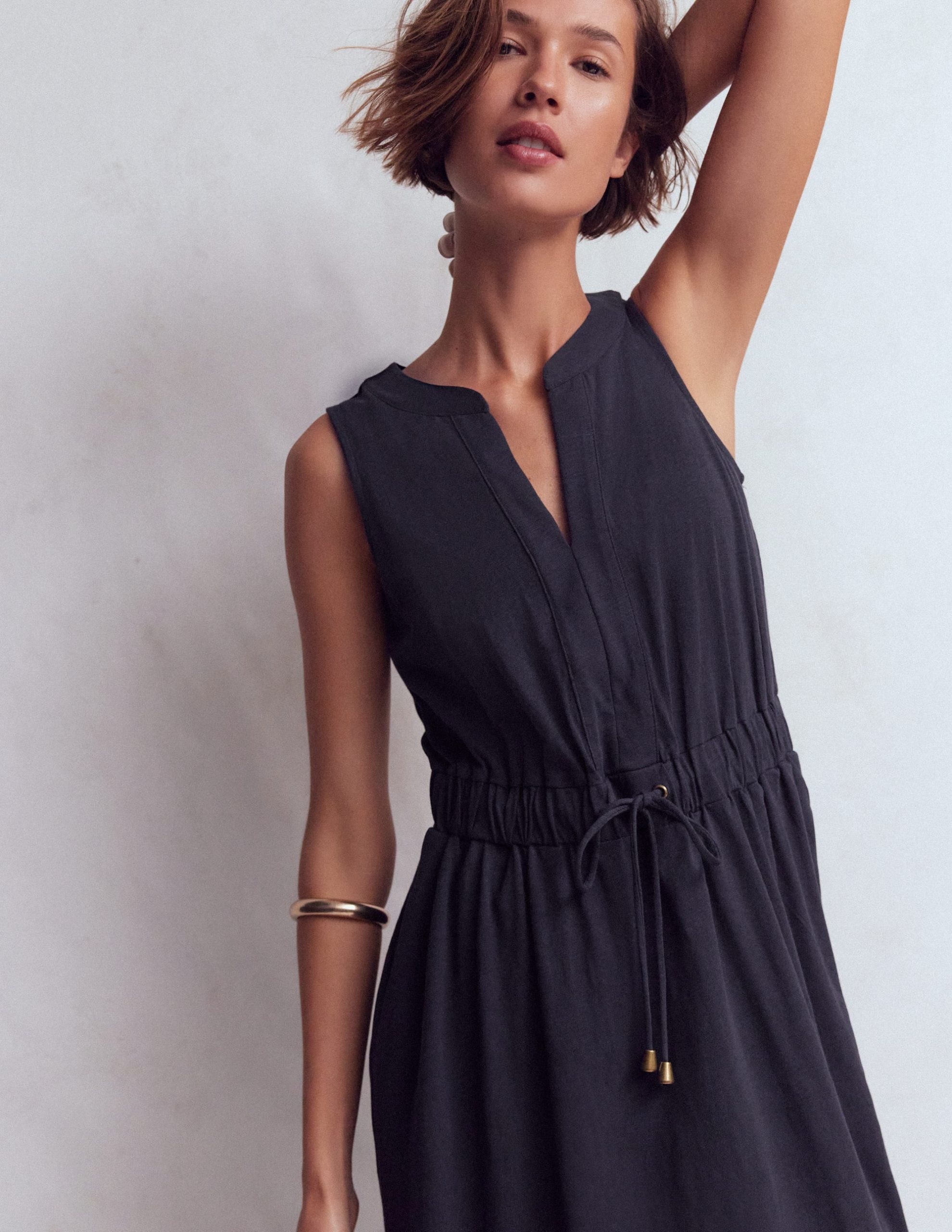 Delphine Midi Sleeveless Dress-Navy - Image 2