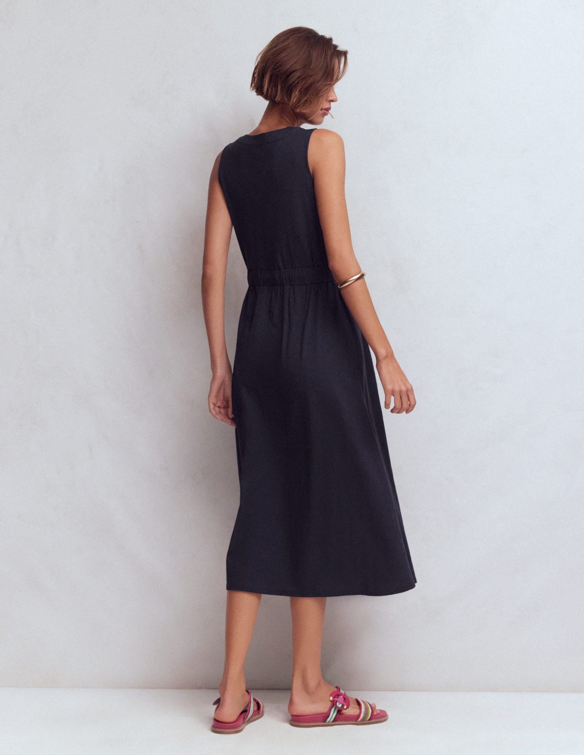 Delphine Midi Sleeveless Dress-Navy - Image 3
