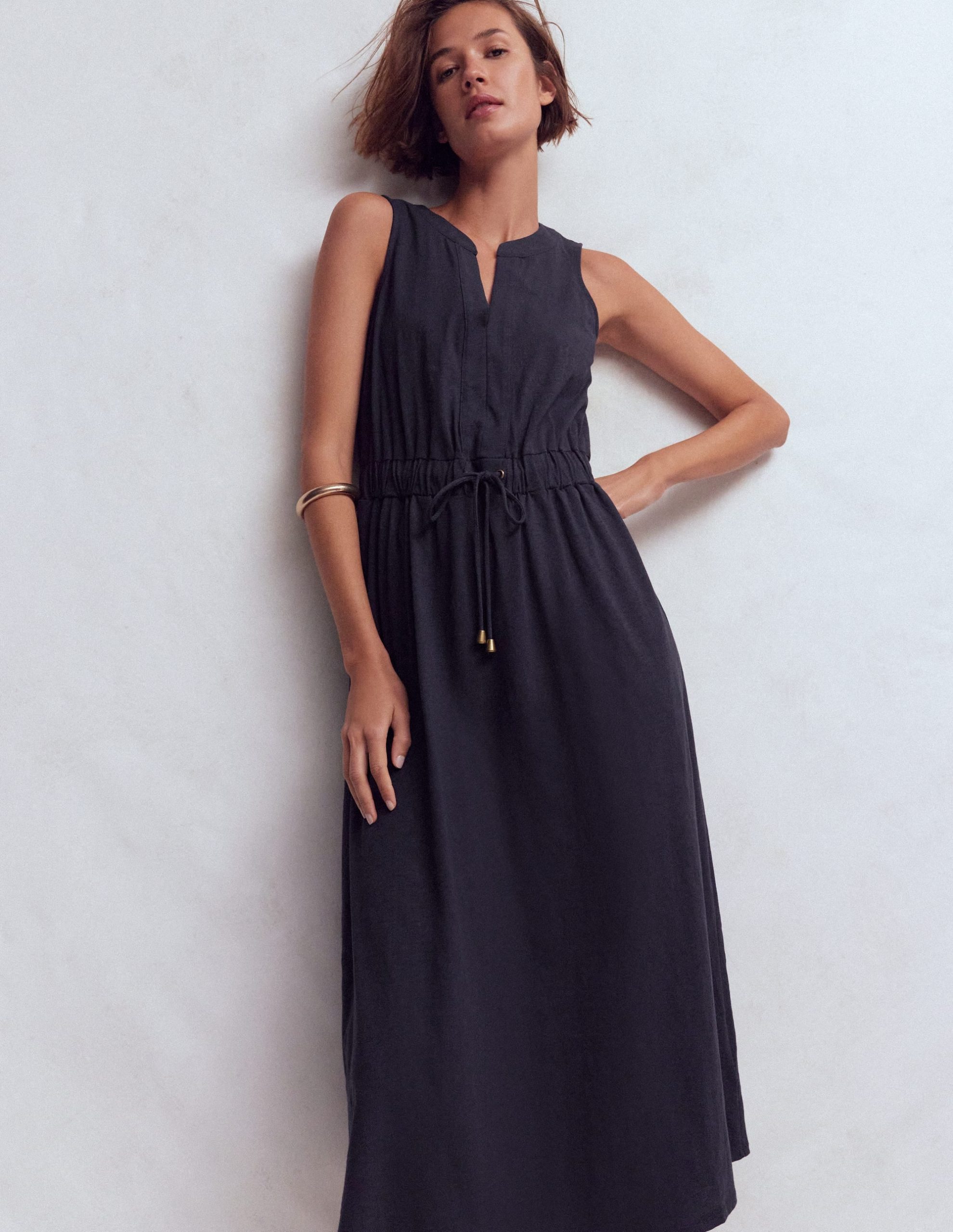 Delphine Midi Sleeveless Dress-Navy - Image 4