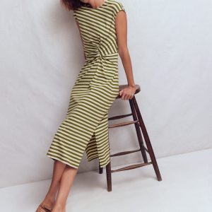 Delilah Twisted Midi Dress-Stripe