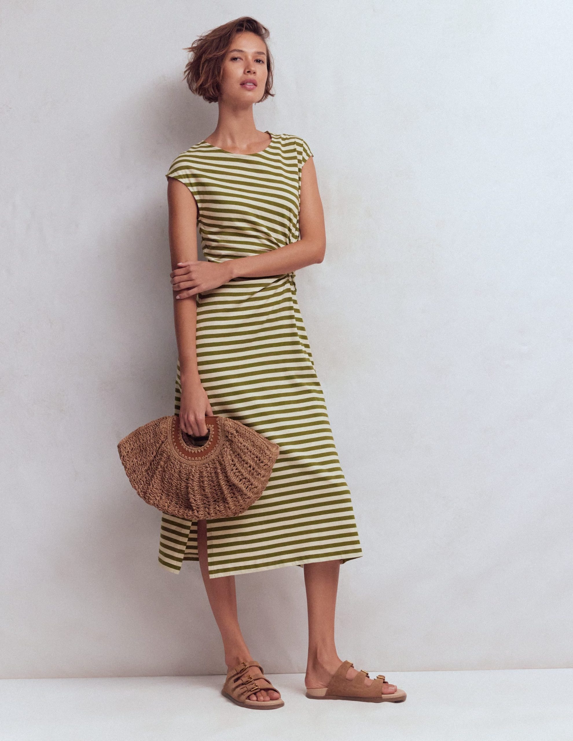 Delilah Twisted Midi Dress-Stripe - Image 5