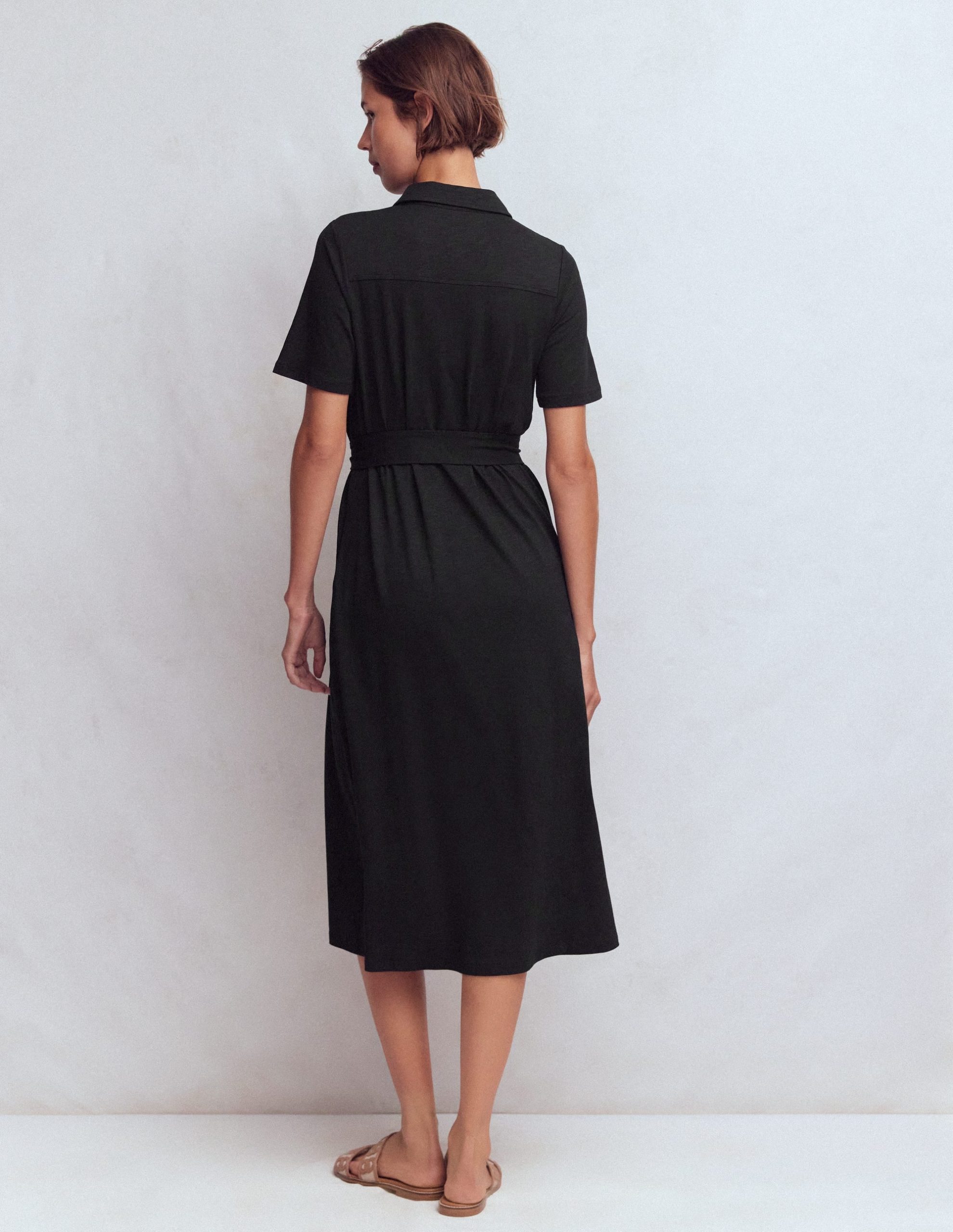 Mavis Midi Jersey Shirt Dress-Black - Image 3